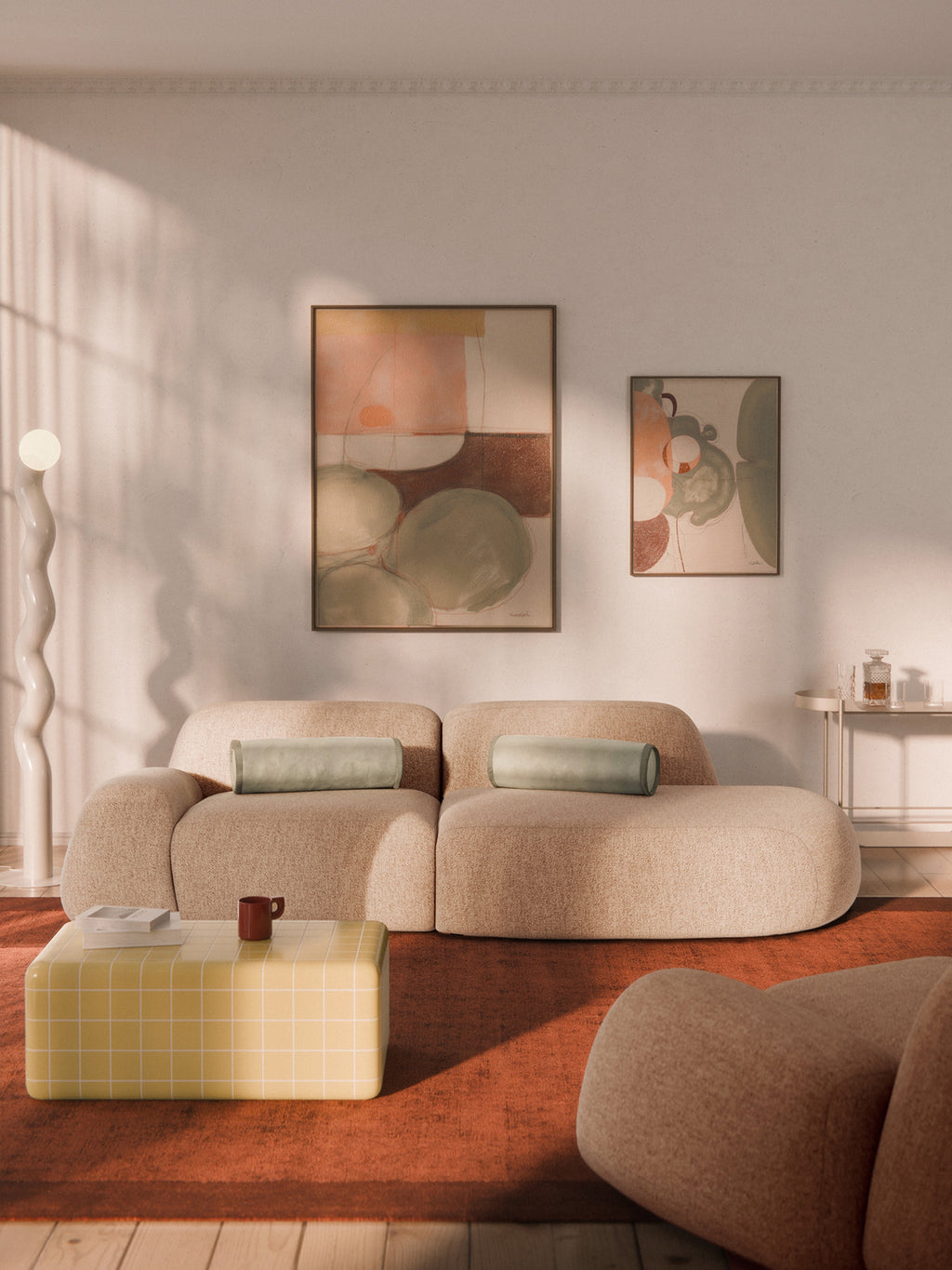 Wolke Modular Bouclé Chaise (3-seater)