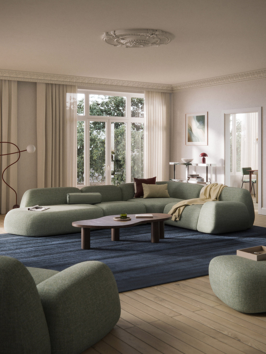 Wolke XL Modular Bouclé Corner Sofa with Chaise End