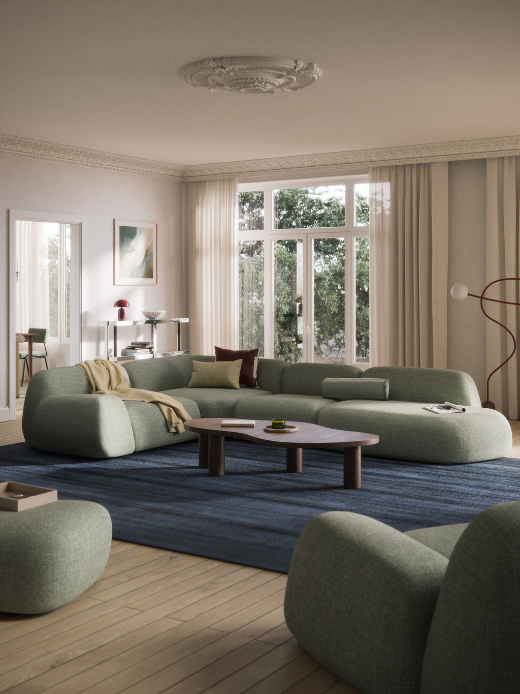 Wolke XL Modular Bouclé Corner Sofa with Chaise End