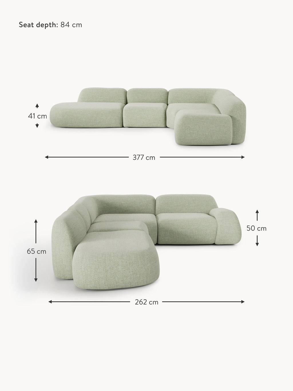 Wolke XL Modular Bouclé Corner Sofa with Chaise End