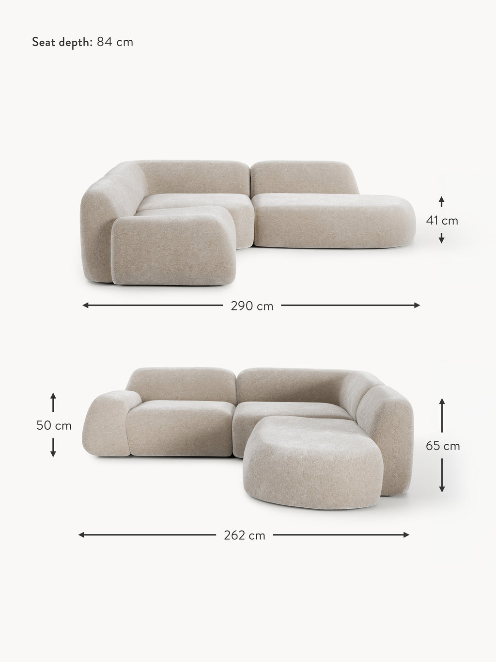 Wolke Modular Corner Sofa (4-seater) with Chaise End