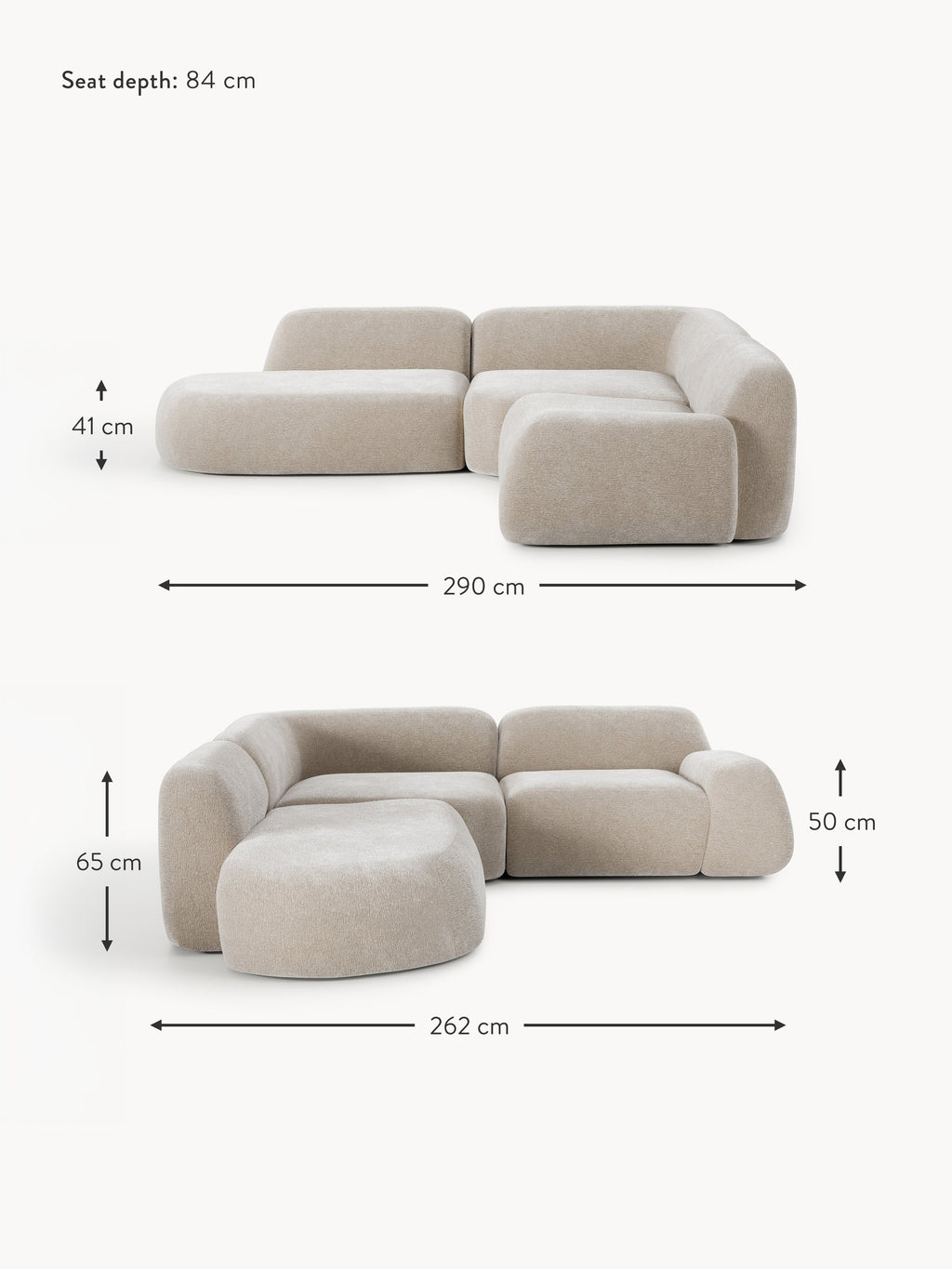 Wolke Modular Corner Sofa (4-seater) with Chaise End