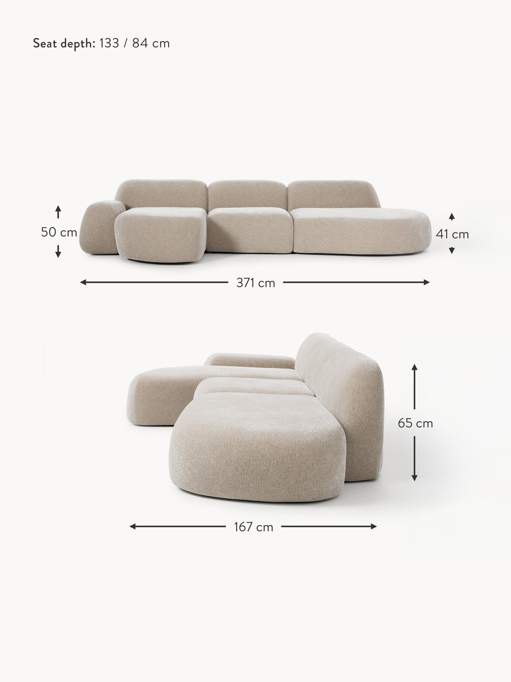 Wolke Modular Corner Sofa (4-seater) with Chaise End