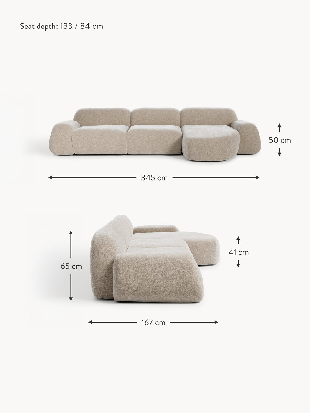 Wolke Modular Teddy Corner Sofa (4-seater)