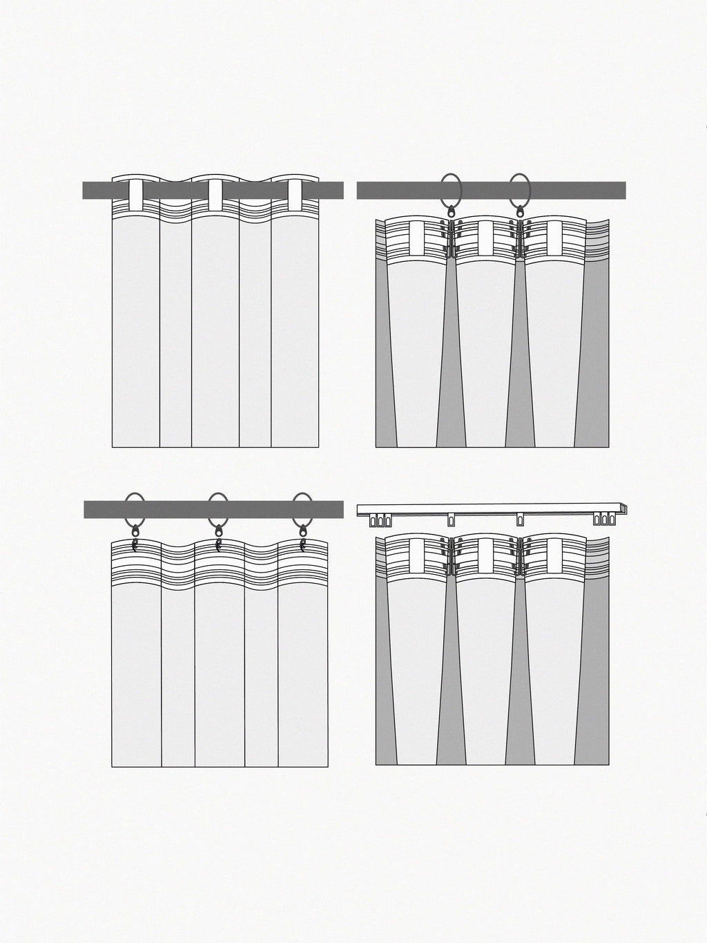 Sari Light-Filtering Multi-Band Curtain, W 280 cm