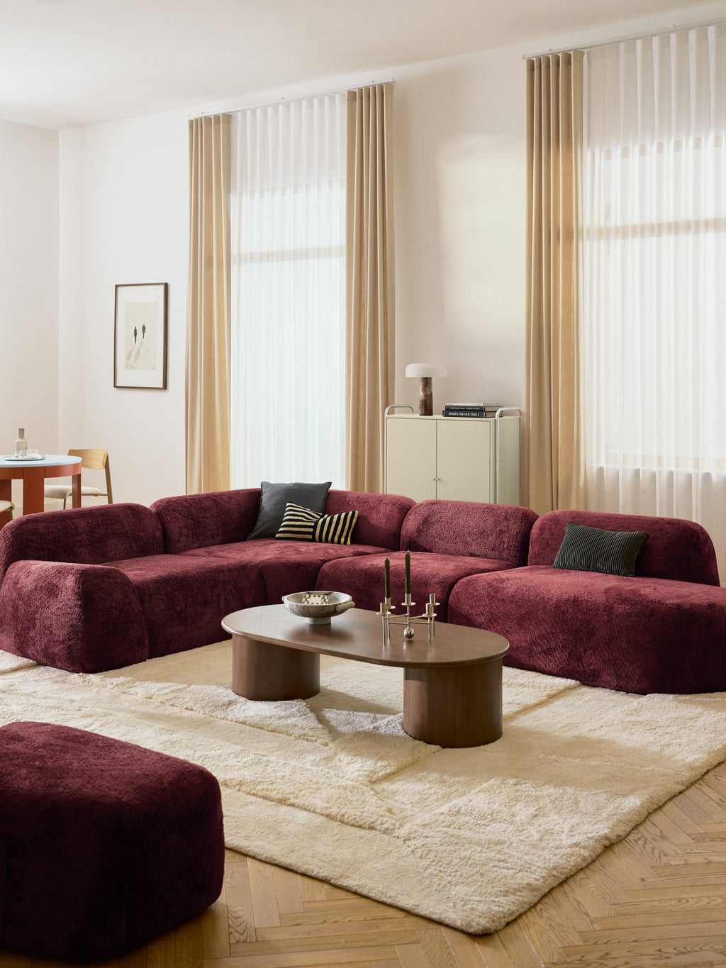 Wolke XL Modular Teddy Bouclé Corner Sofa with Chaise End