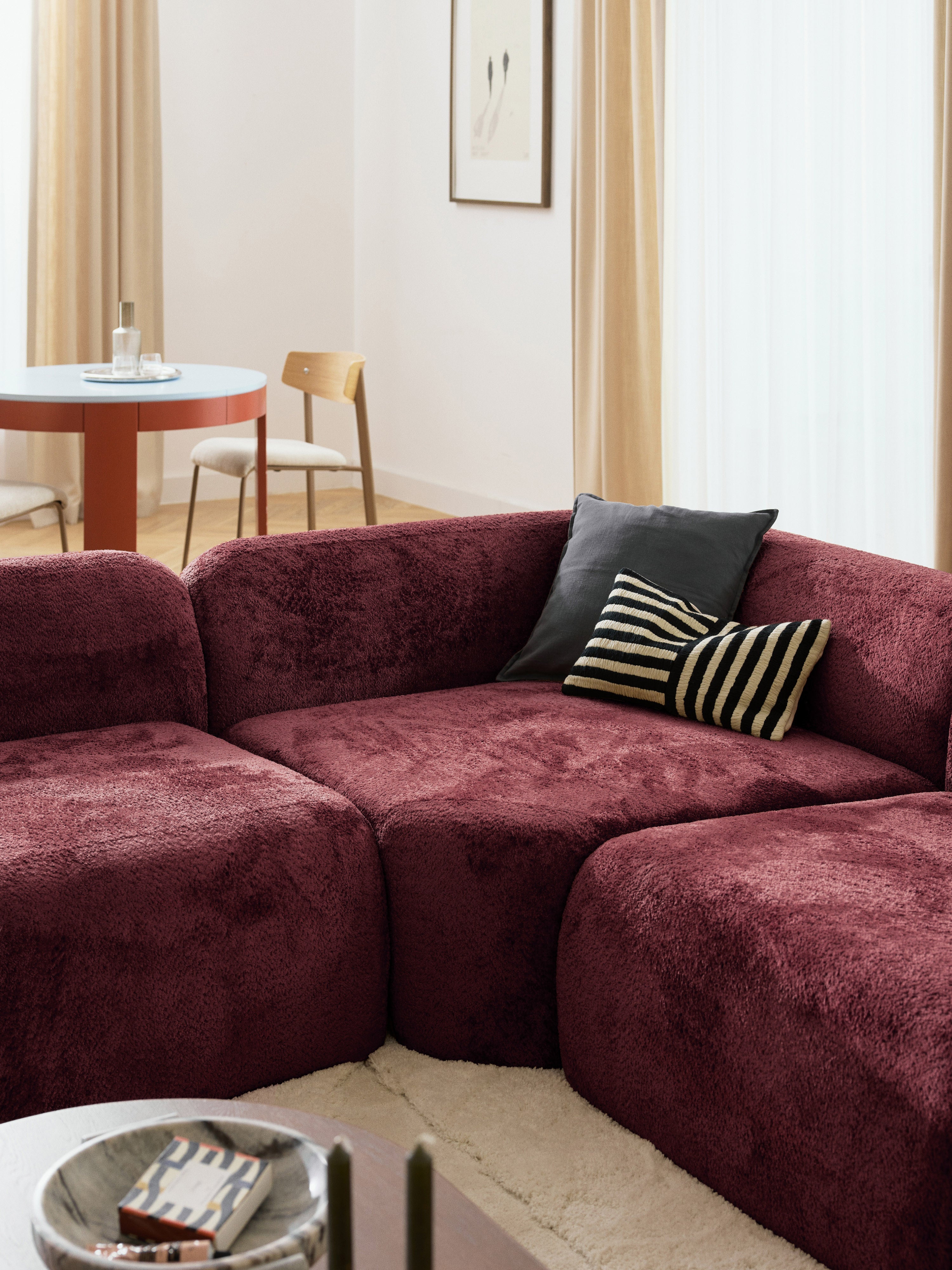 Wolke XL Modular Teddy Bouclé Corner Sofa with Chaise End