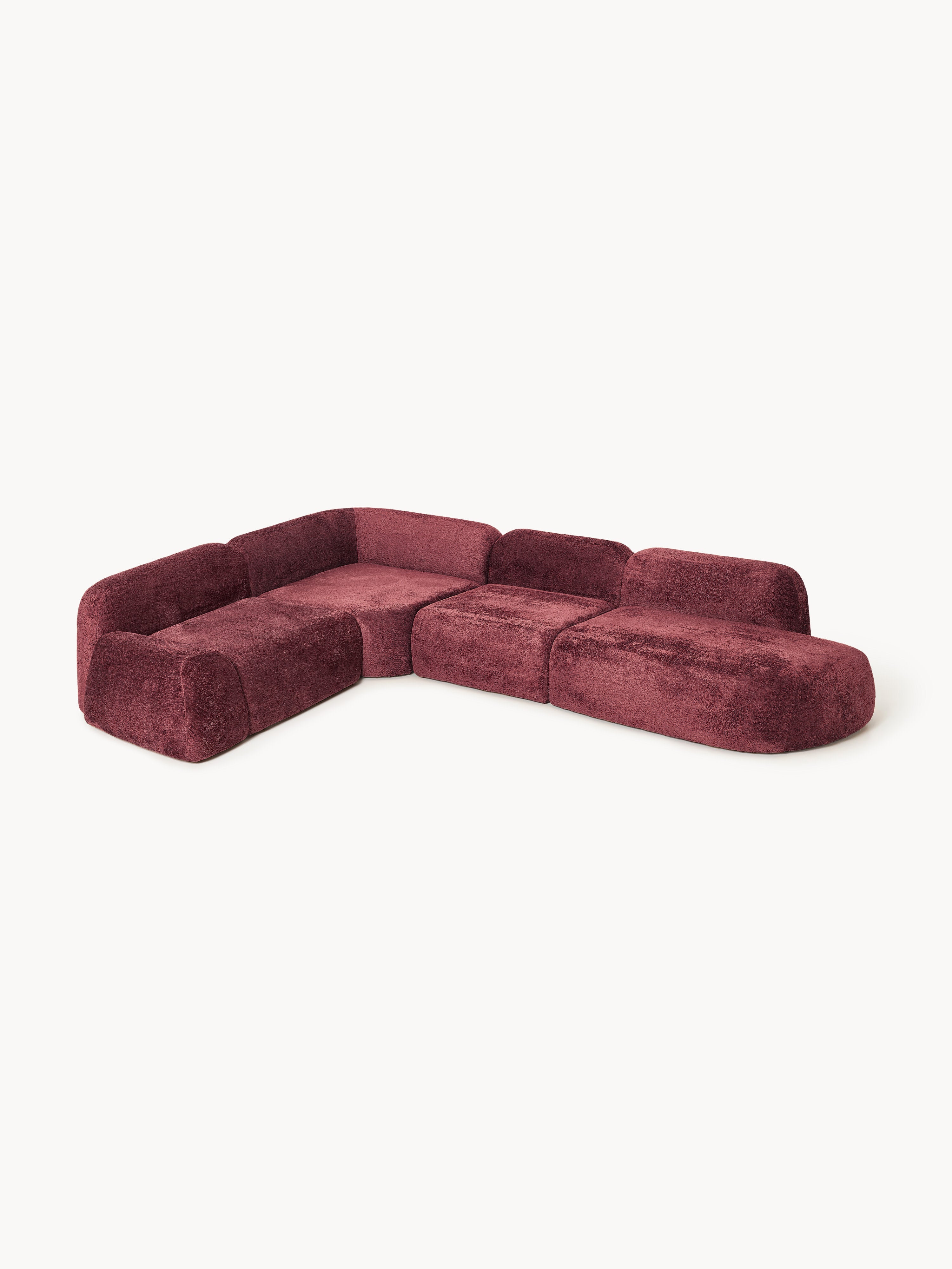 Wolke XL Modular Teddy Bouclé Corner Sofa with Chaise End