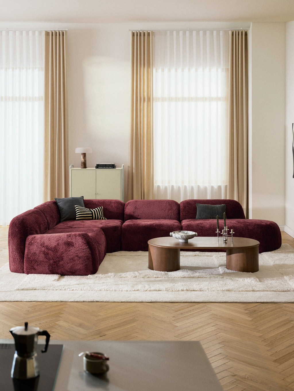Wolke XL Modular Teddy Bouclé Corner Sofa with Chaise End