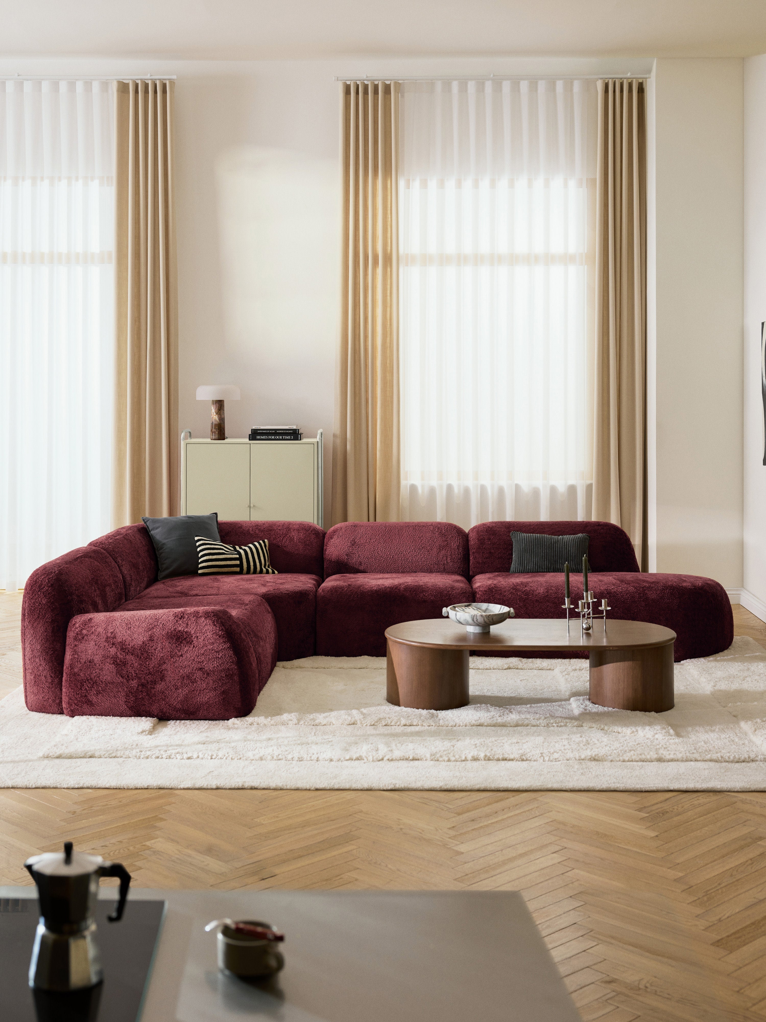 Wolke XL Modular Teddy Bouclé Corner Sofa with Chaise End