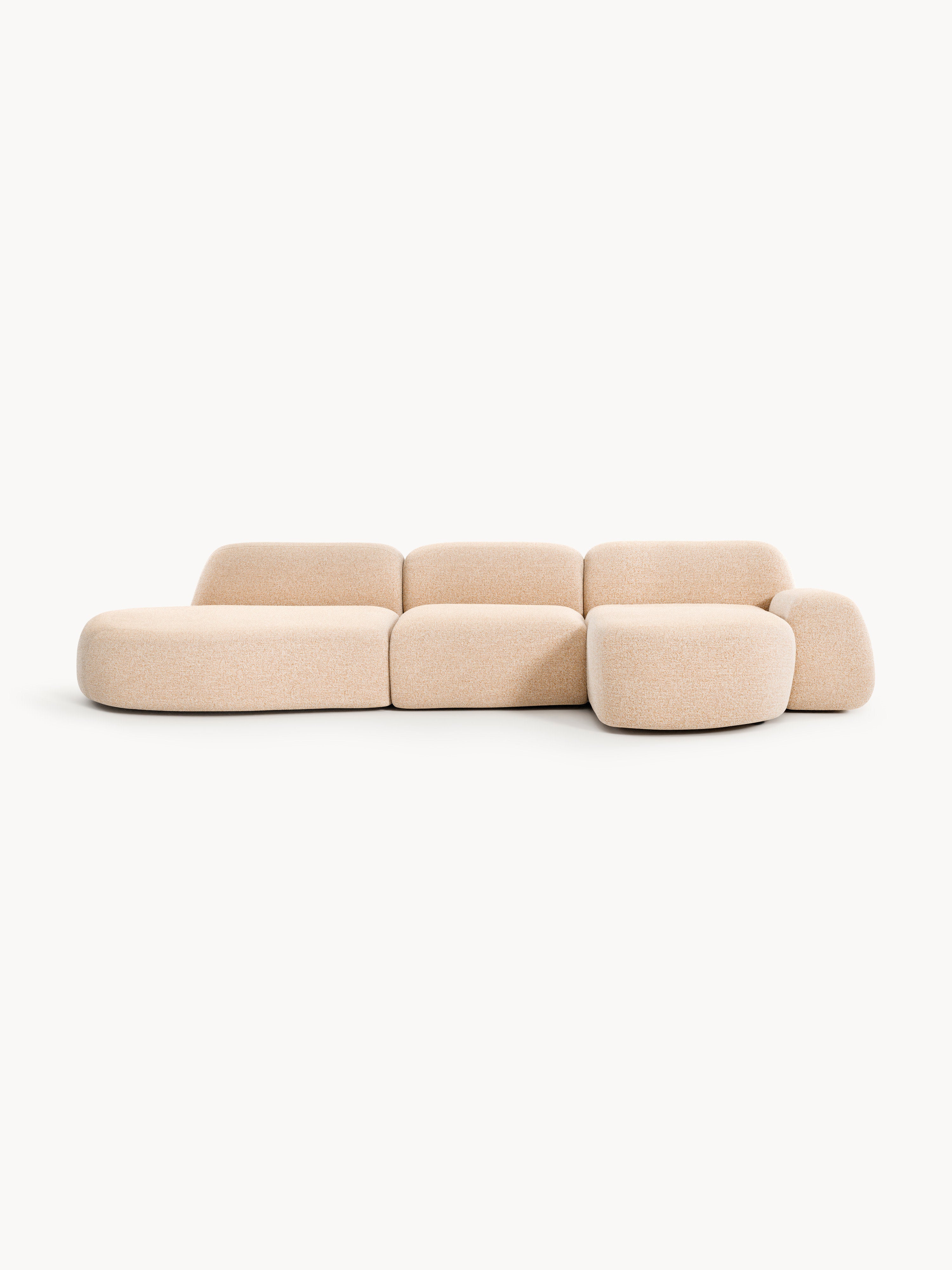 Gallery image 1 - Modular Bouclé Corner Sofa Wolke (4-seater) with Chaise End