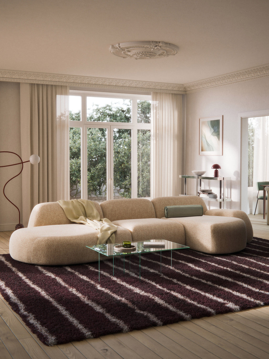Wolke Modular Bouclé Corner Sofa (4-seater) with Chaise End