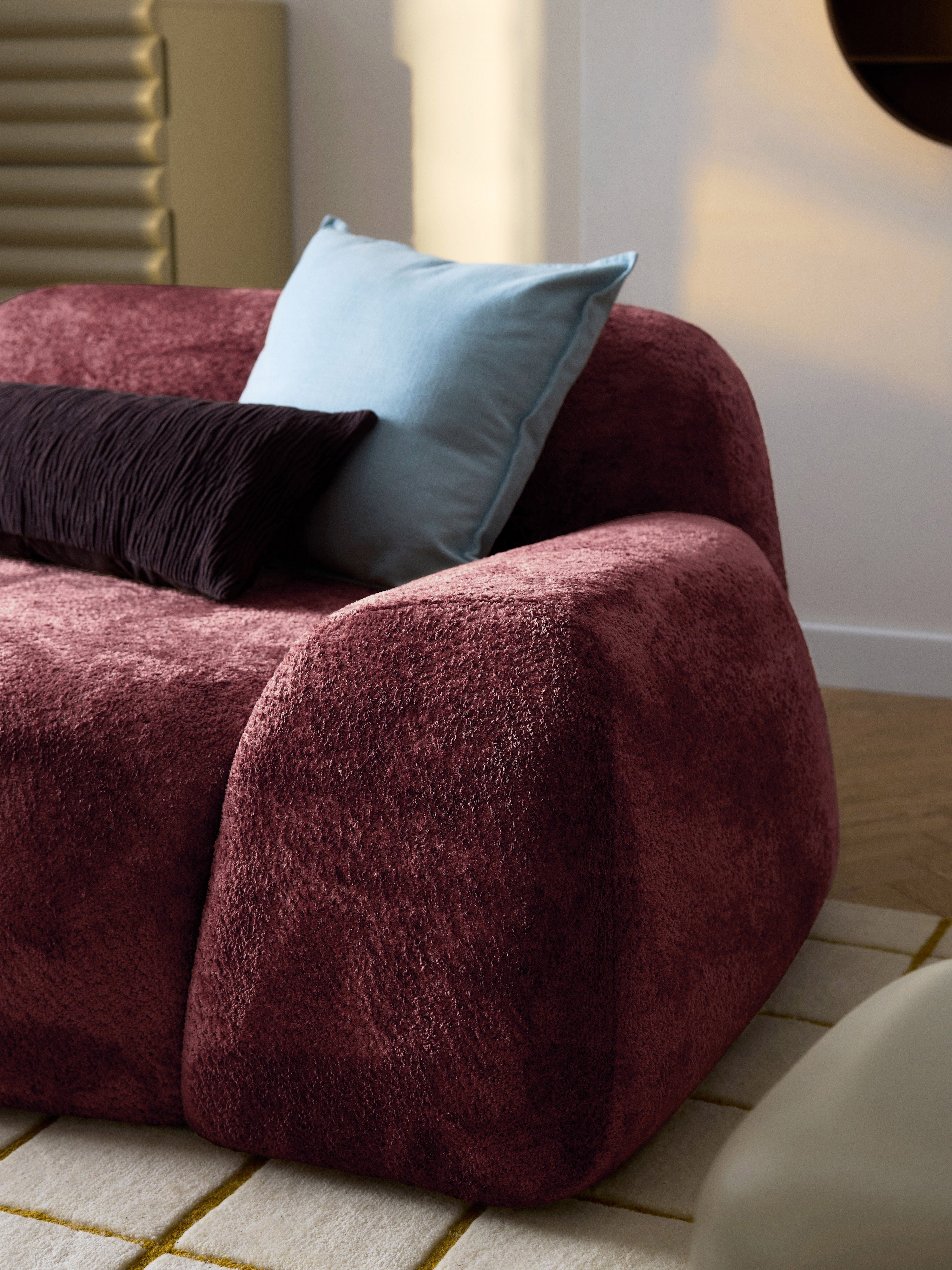 Wolke Teddy Bouclé Sofa (2-seater) with Chaise End
