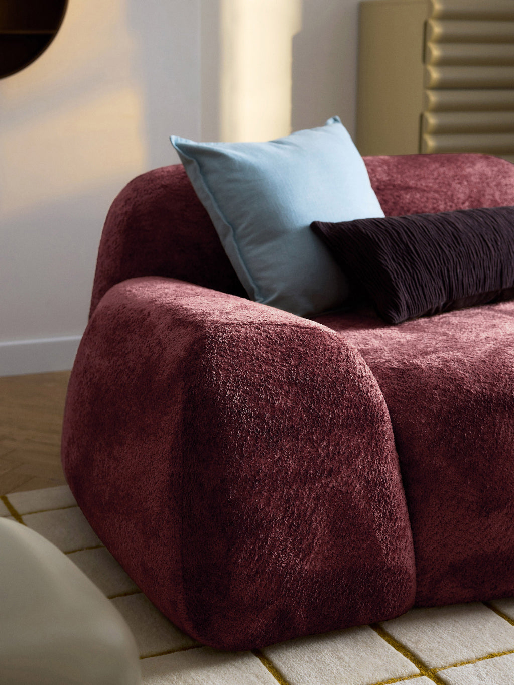 Wolke Teddy Bouclé Sofa (2-seater) with Chaise End