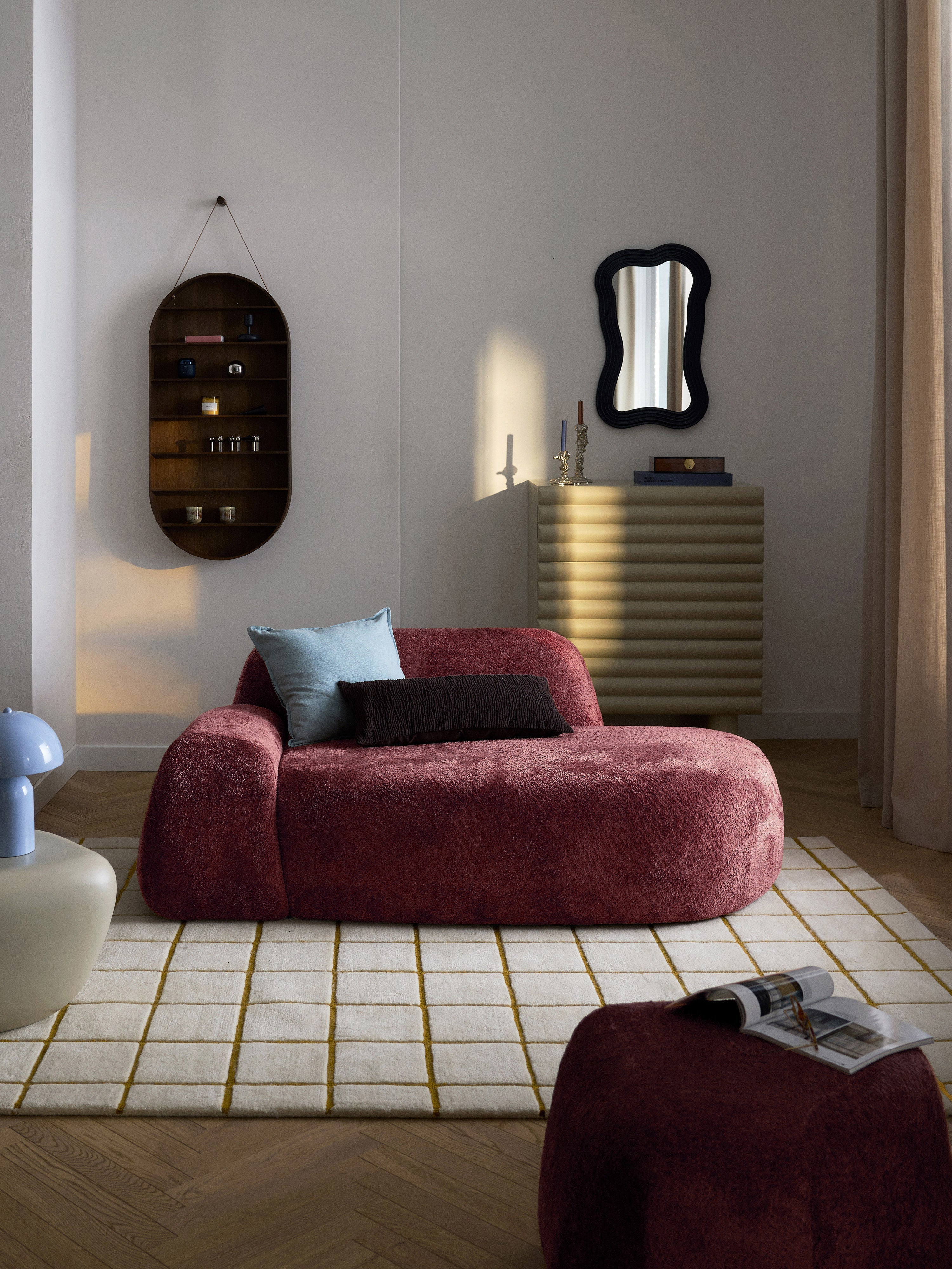 Wolke Teddy Bouclé Sofa (2-seater) with Chaise End