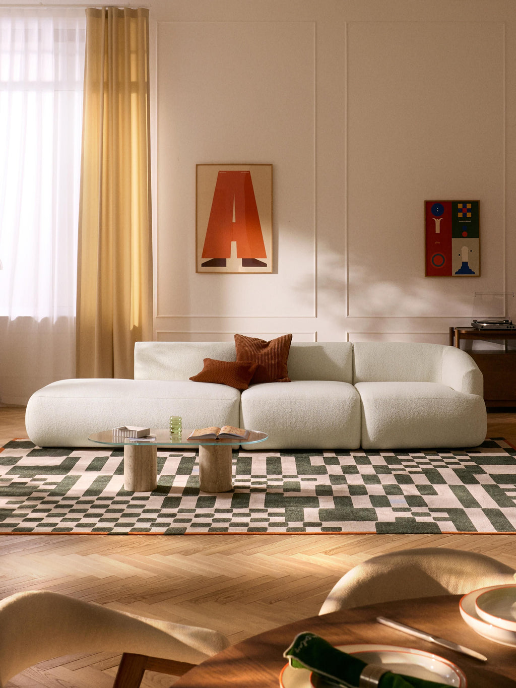 Sofia Modular Bouclé Chaise (4-seater)
