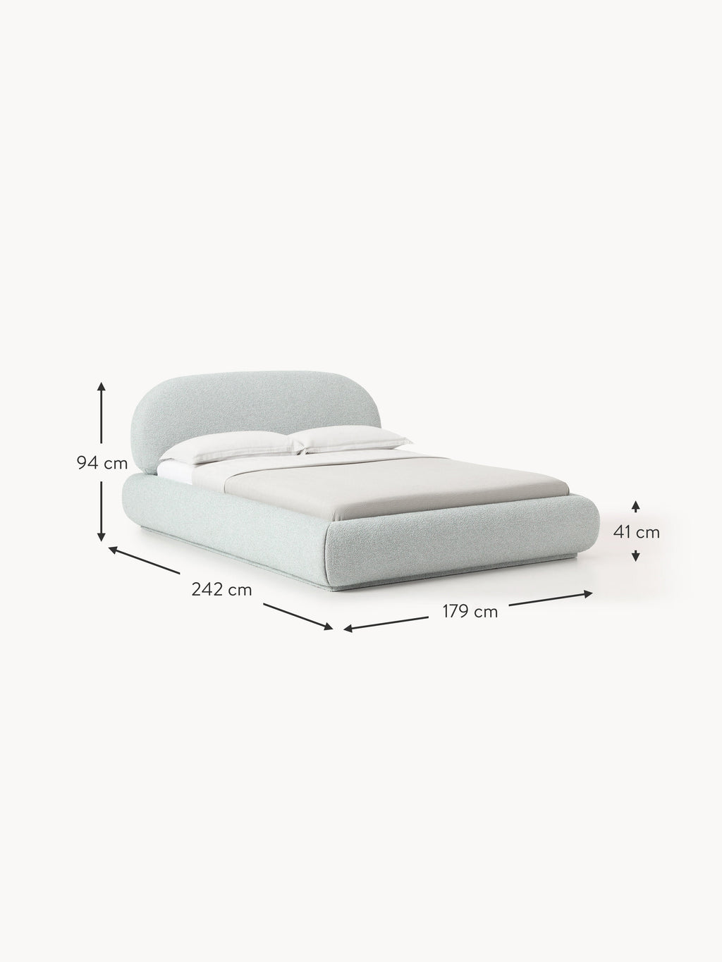 Alba Upholstered Bouclé Bed with Storage