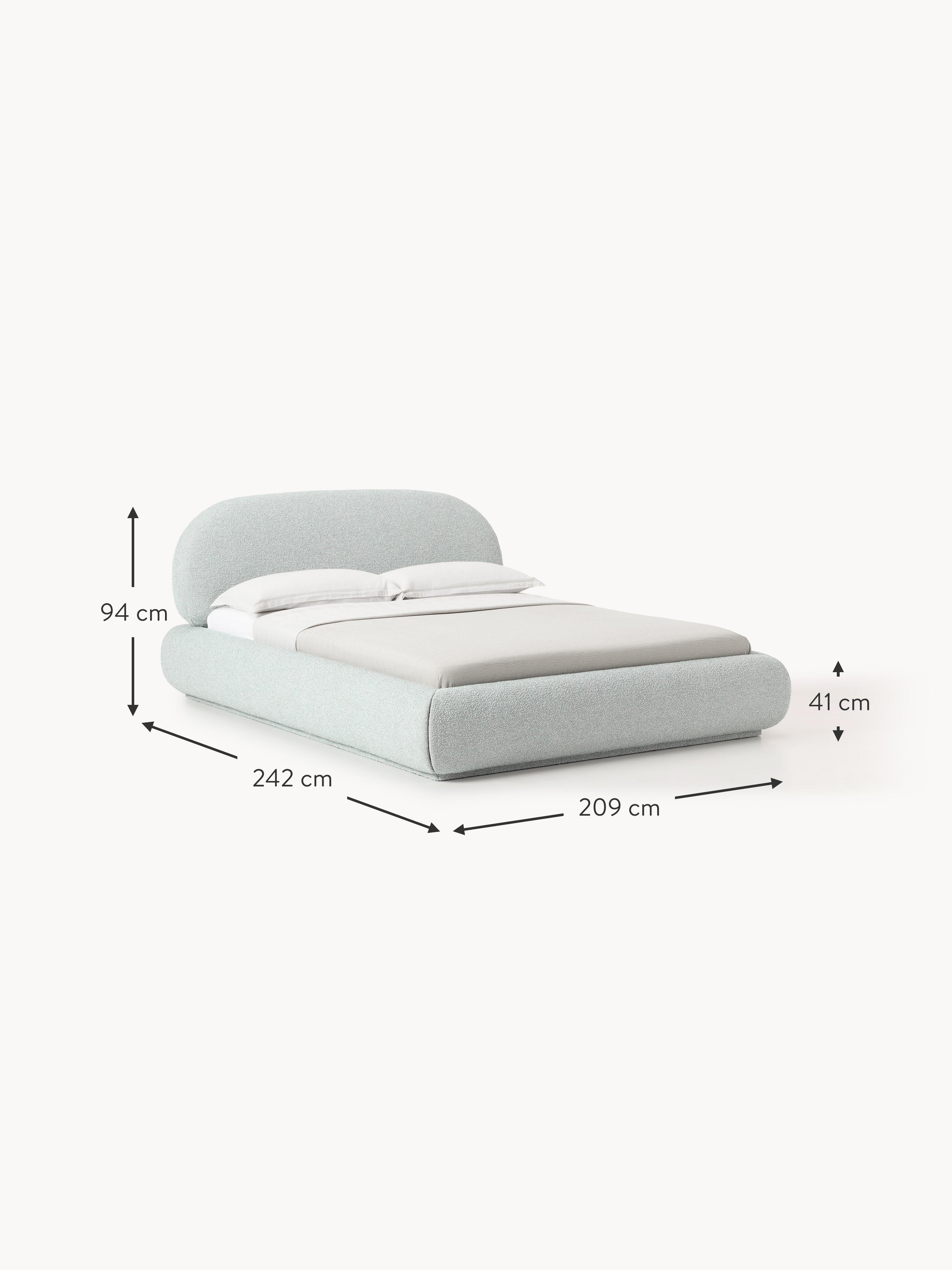 Alba Upholstered Bouclé Bed with Storage
