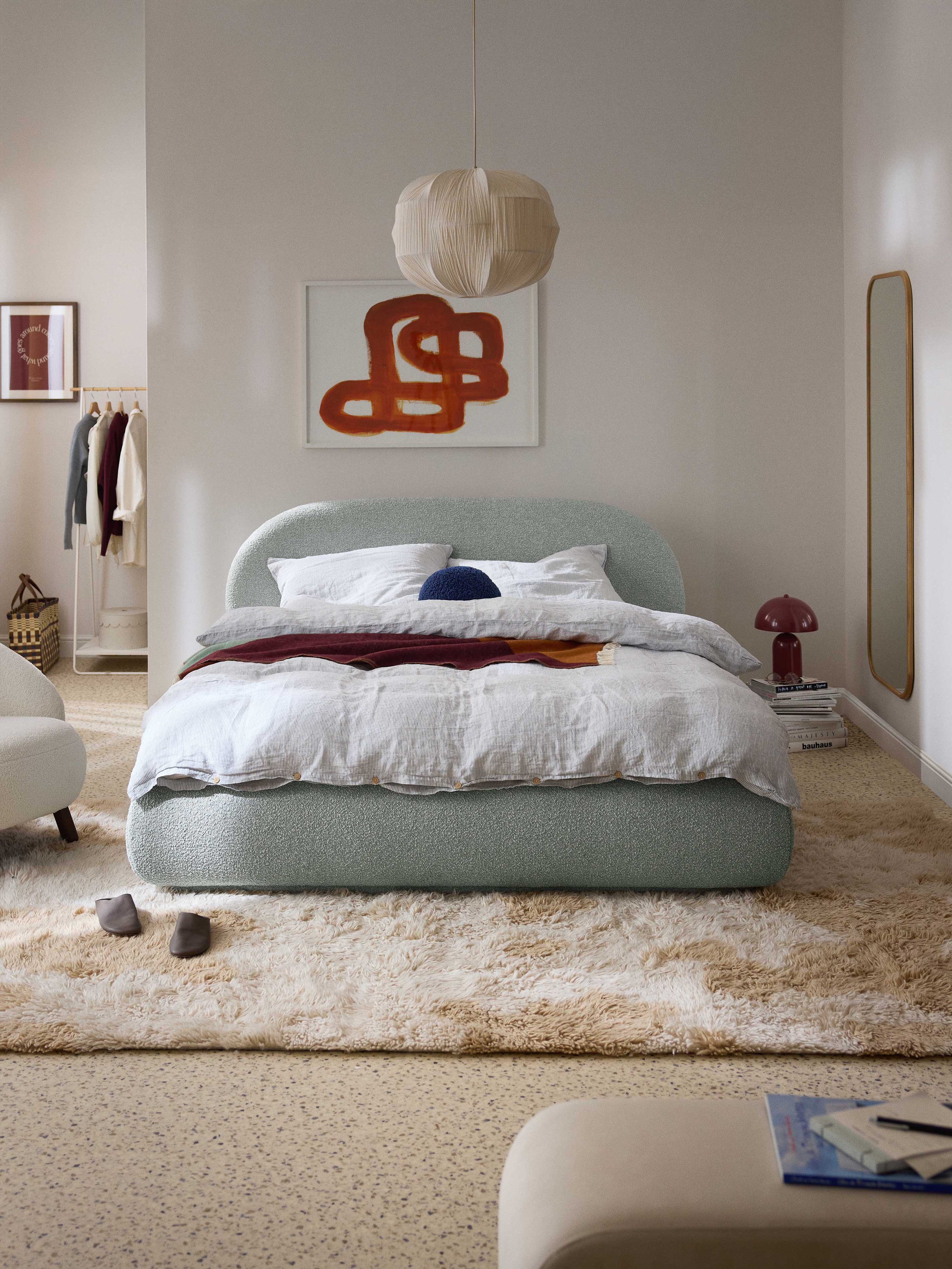 Alba Upholstered Bouclé Bed with Storage