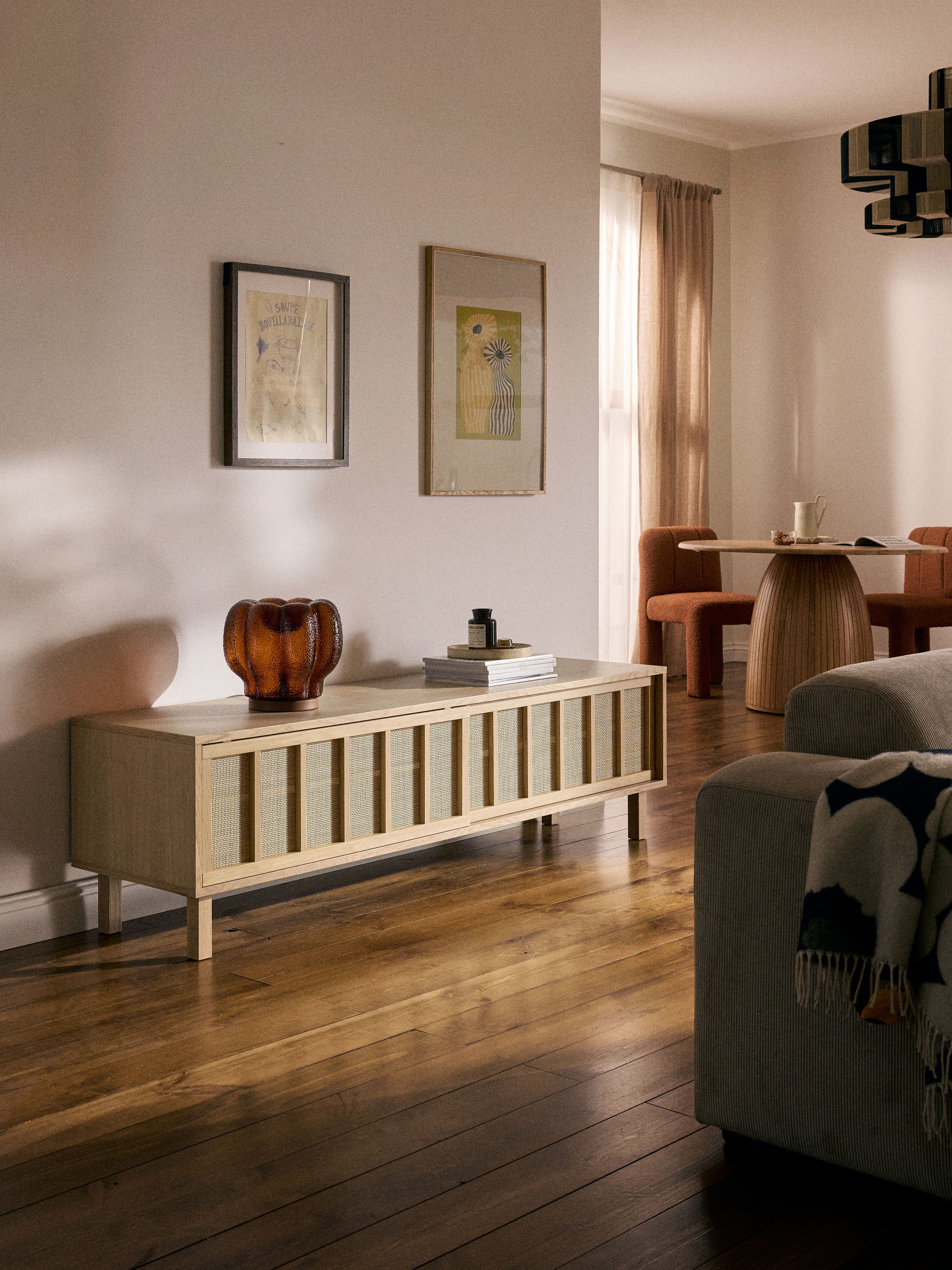 Echo TV Stand with Rattan Fronts