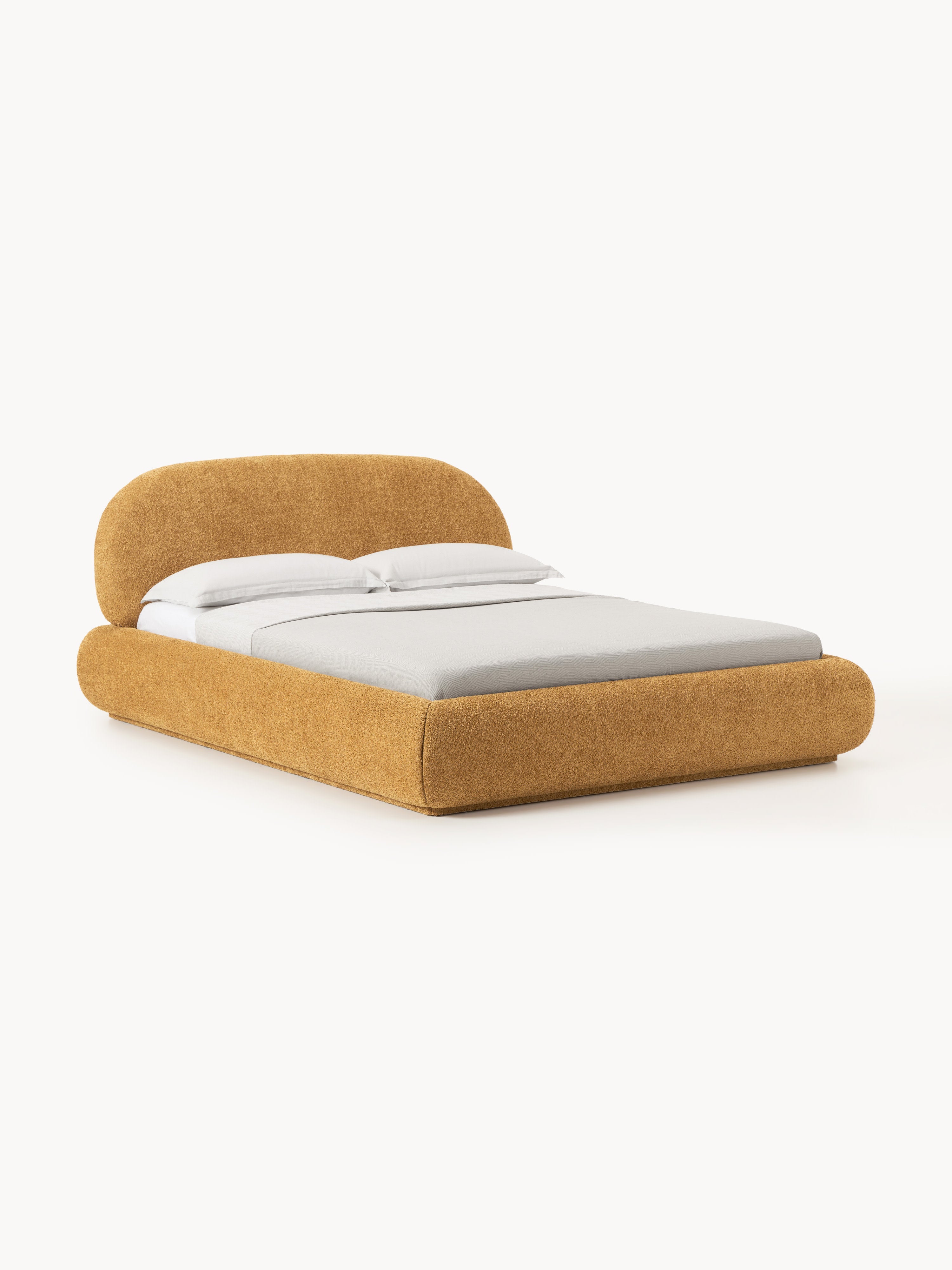 Gallery image 1 - Upholstered Teddy Bouclé Bed Alba with Storage