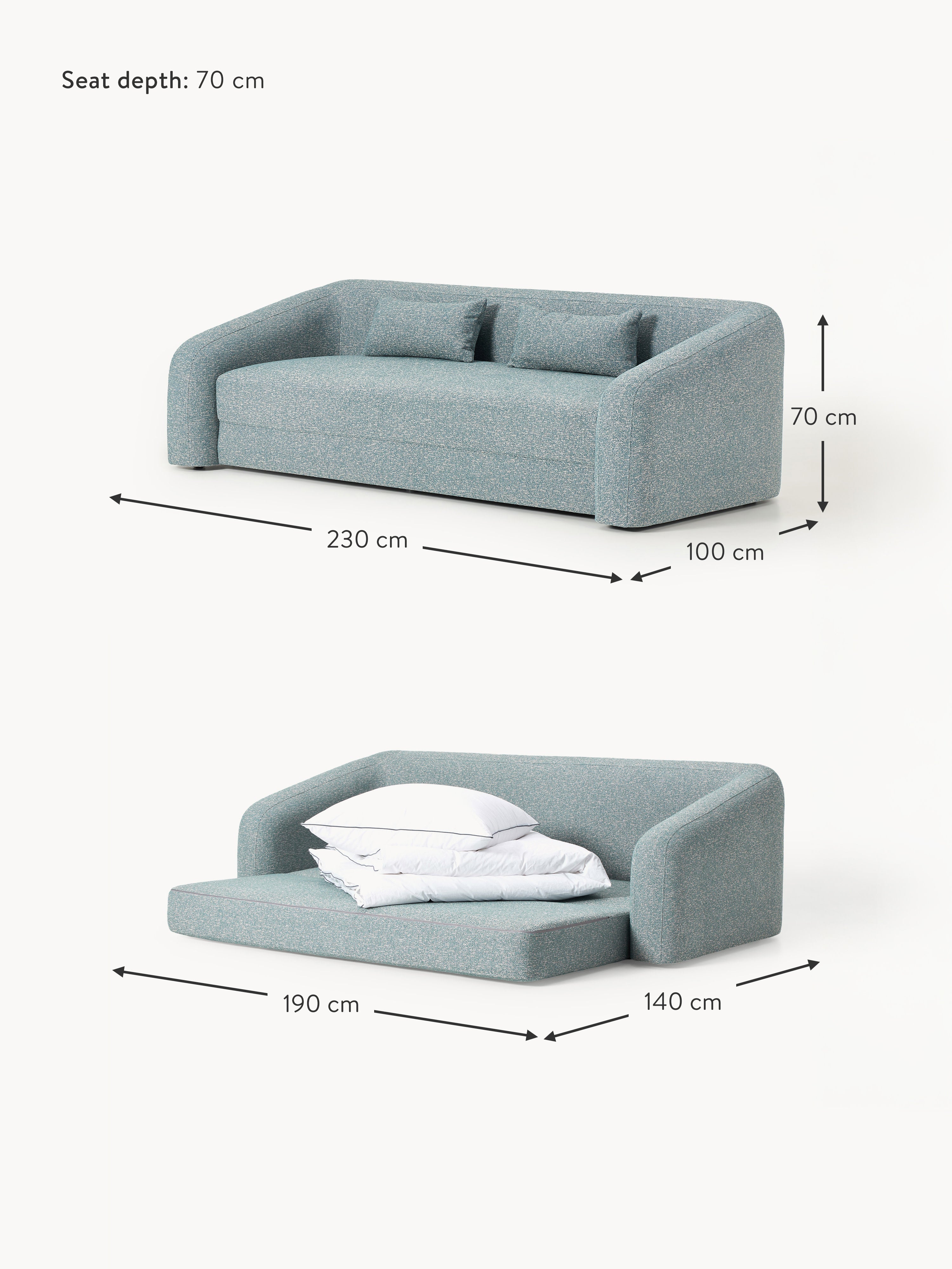 Eliot Bouclé Sofa Bed (3-seater)