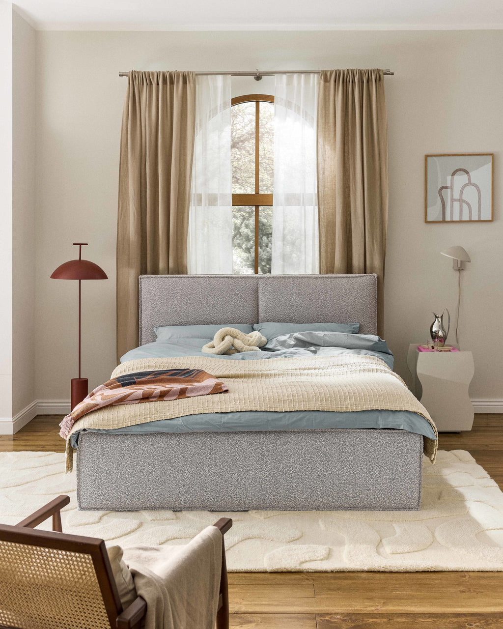 Dream Upholstered Bouclé Bed with Storage