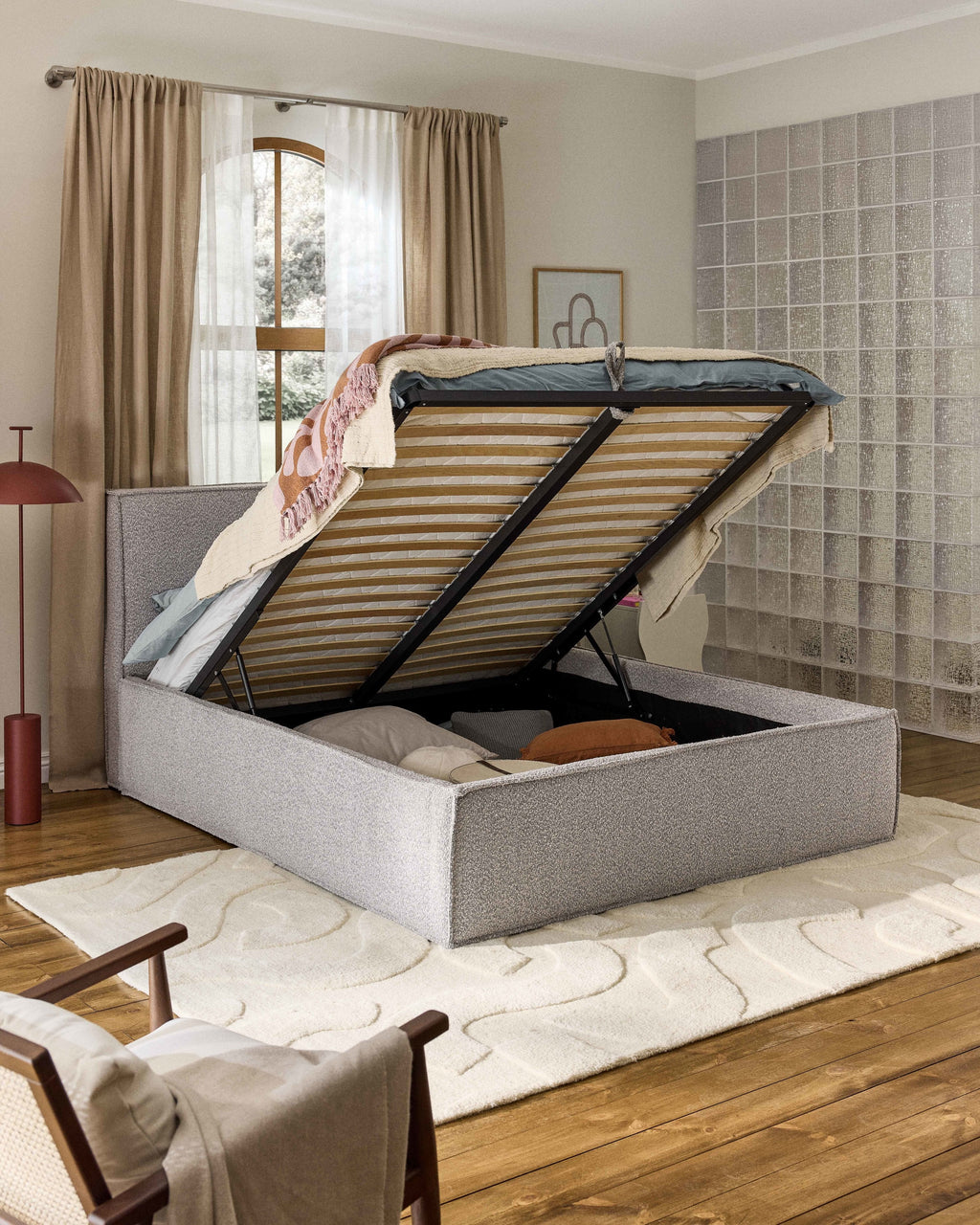Dream Upholstered Bouclé Bed with Storage