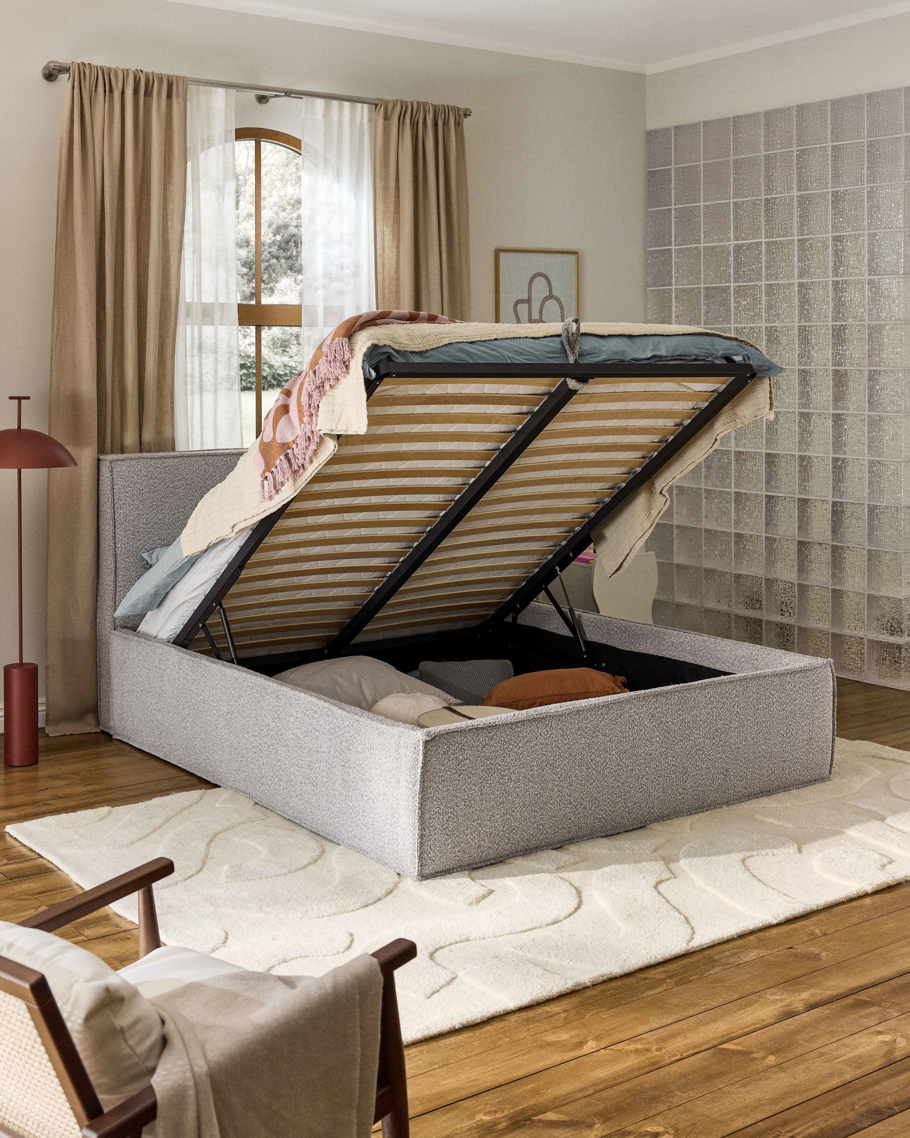 Dream Upholstered Bouclé Bed with Storage