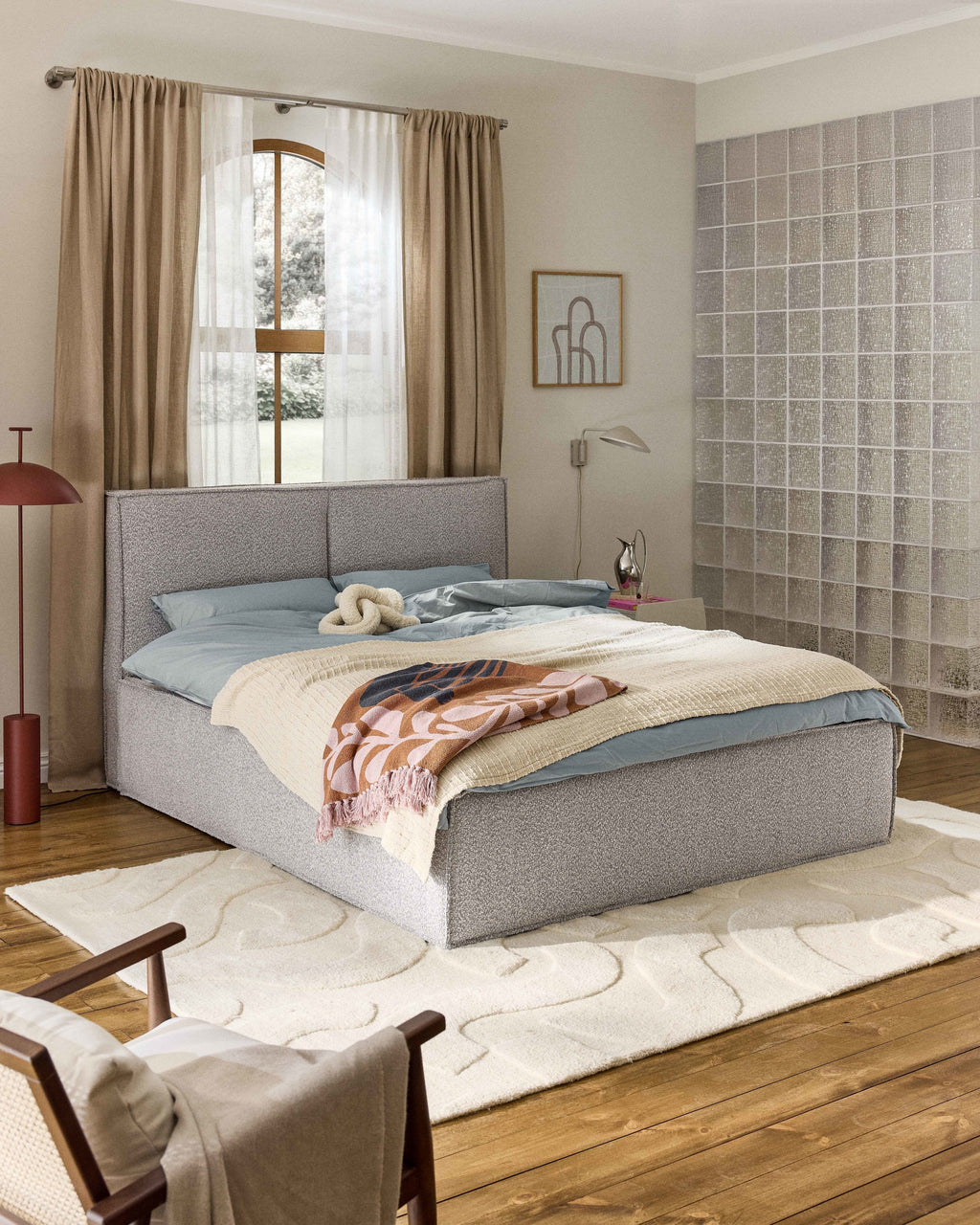 Dream Upholstered Bouclé Bed with Storage