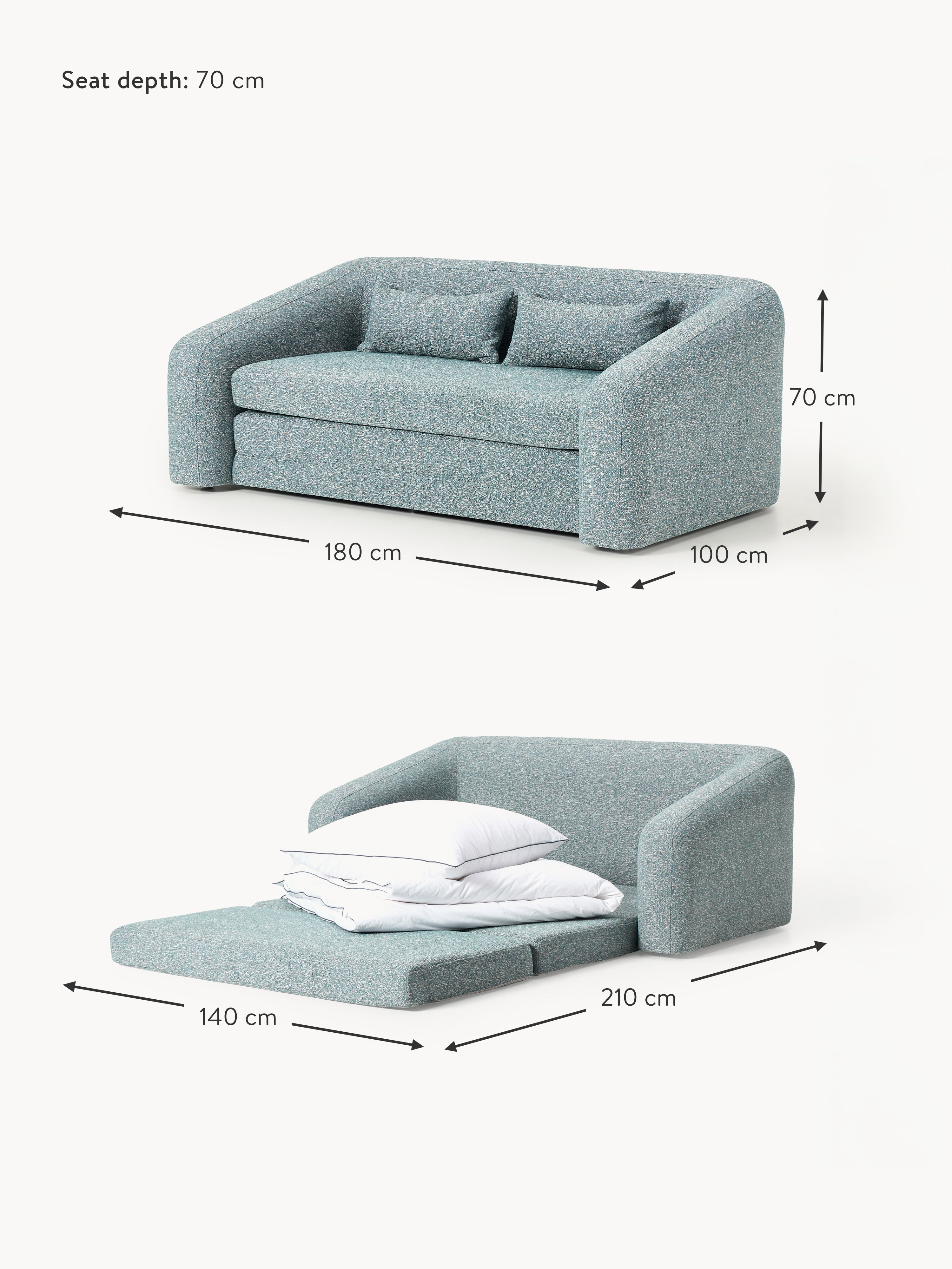 Eliot Bouclé Sofa Bed (2-seater)
