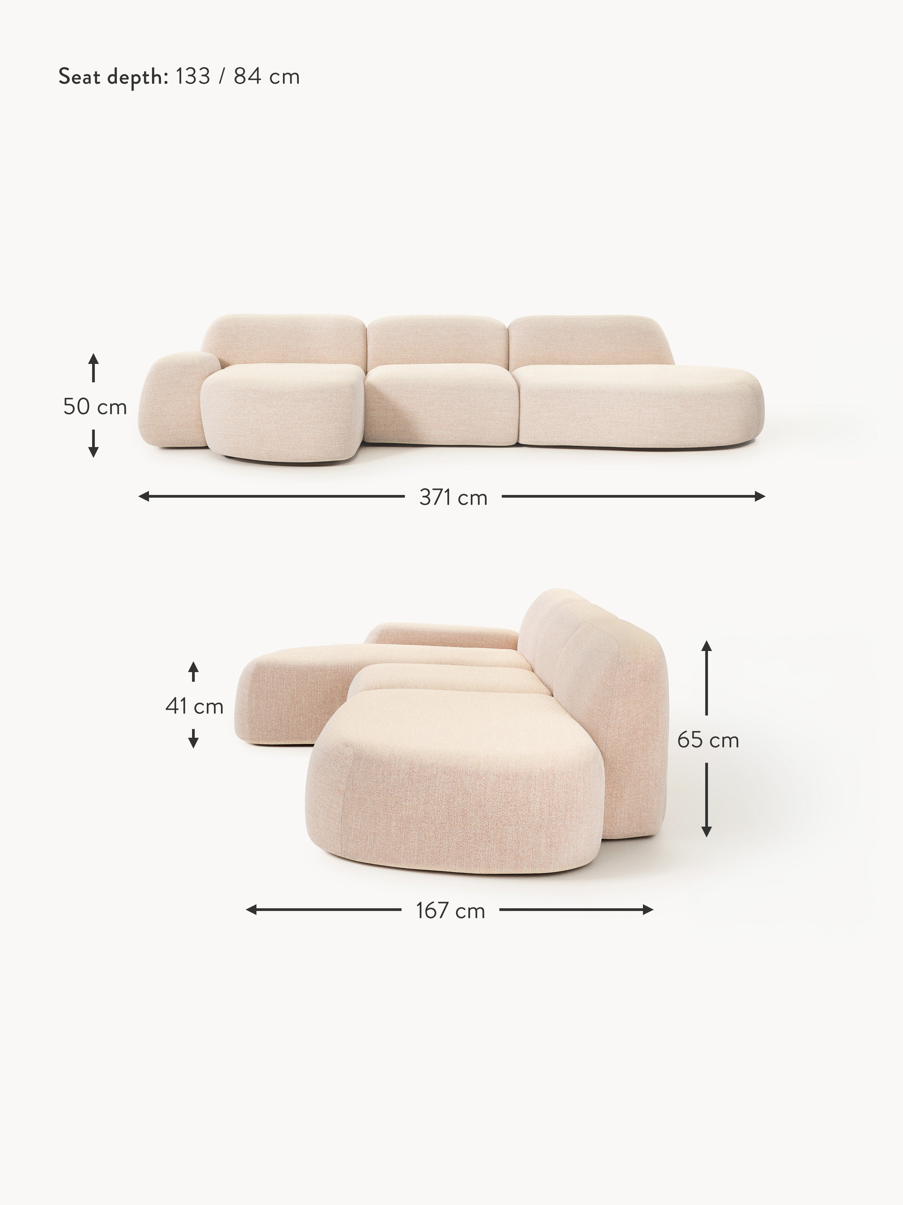Wolke Modular Bouclé Corner Sofa (4-seater) with Chaise End