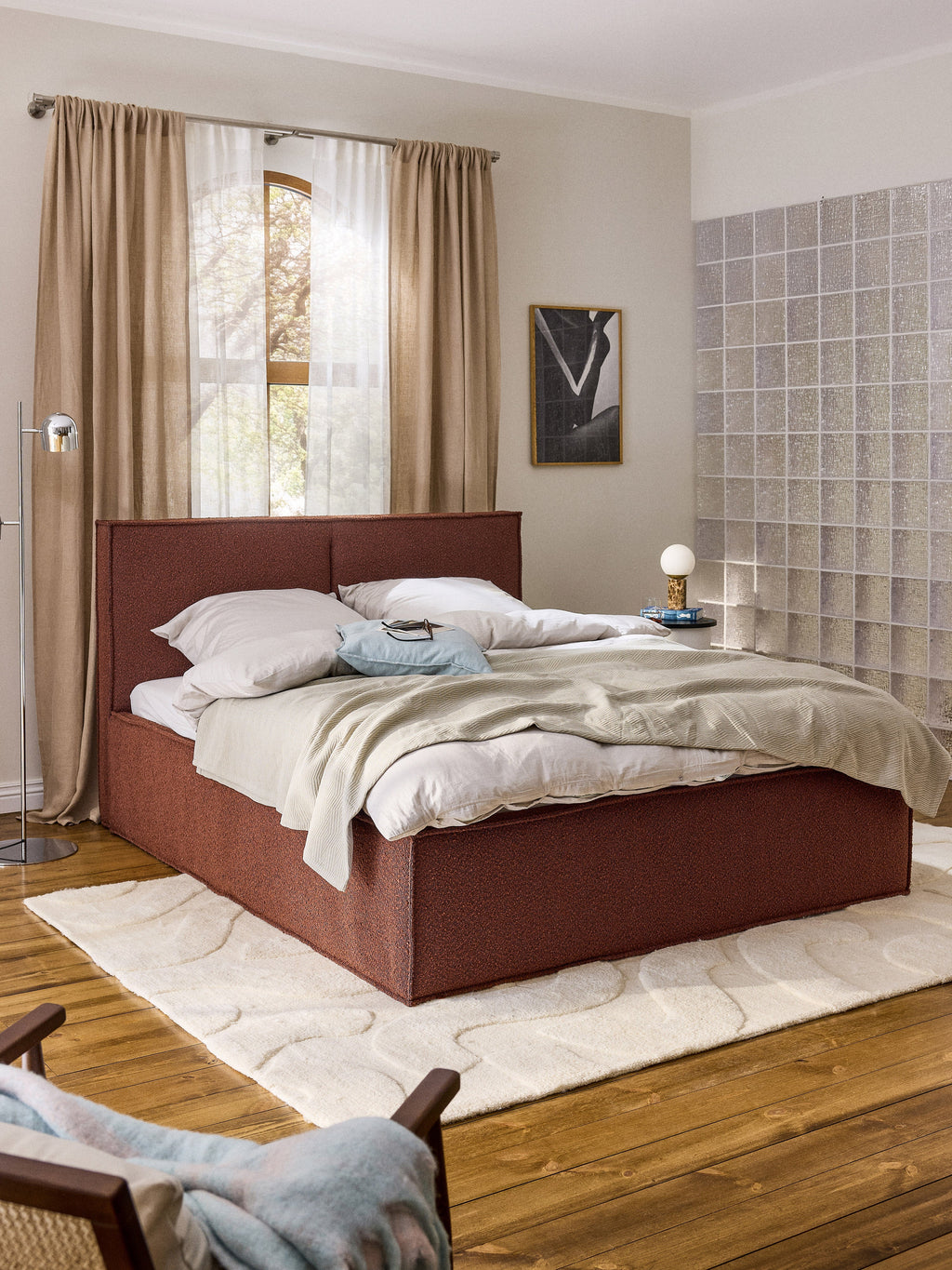 Dream Upholstered Bouclé Bed with Storage