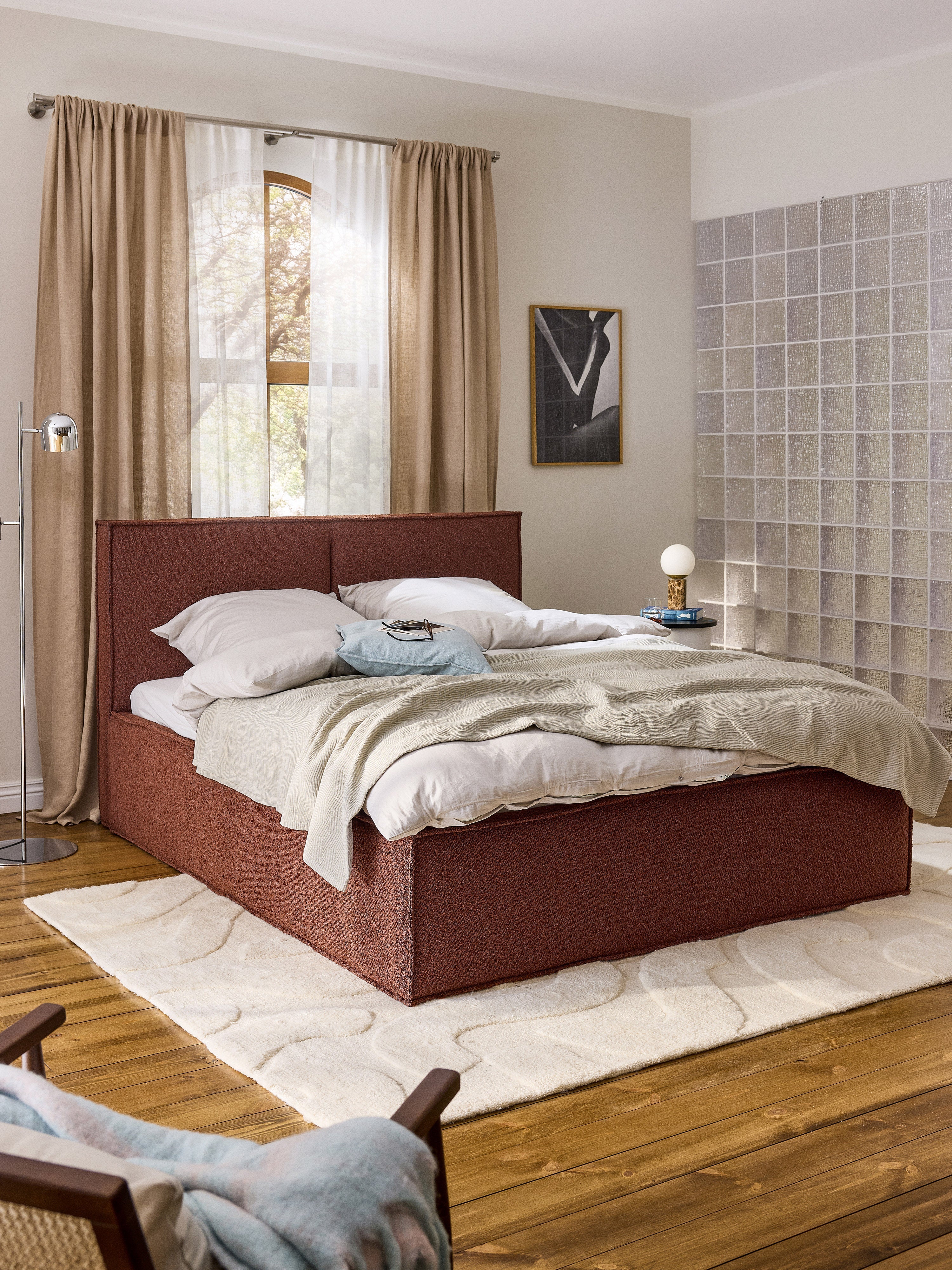 Dream Upholstered Bouclé Bed with Storage