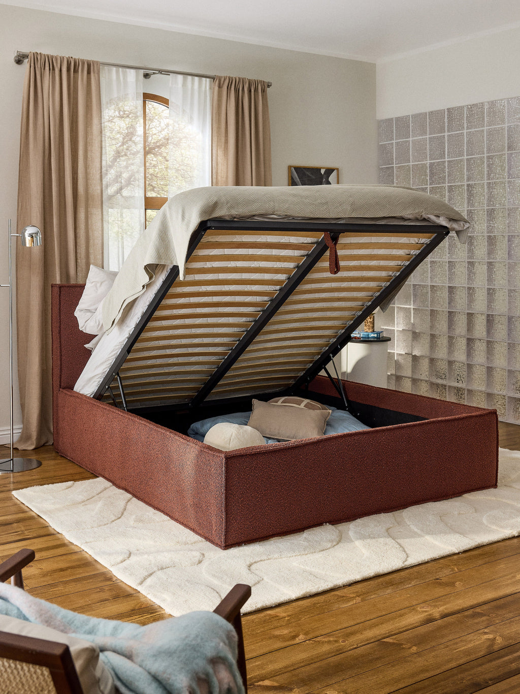 Dream Upholstered Bouclé Bed with Storage