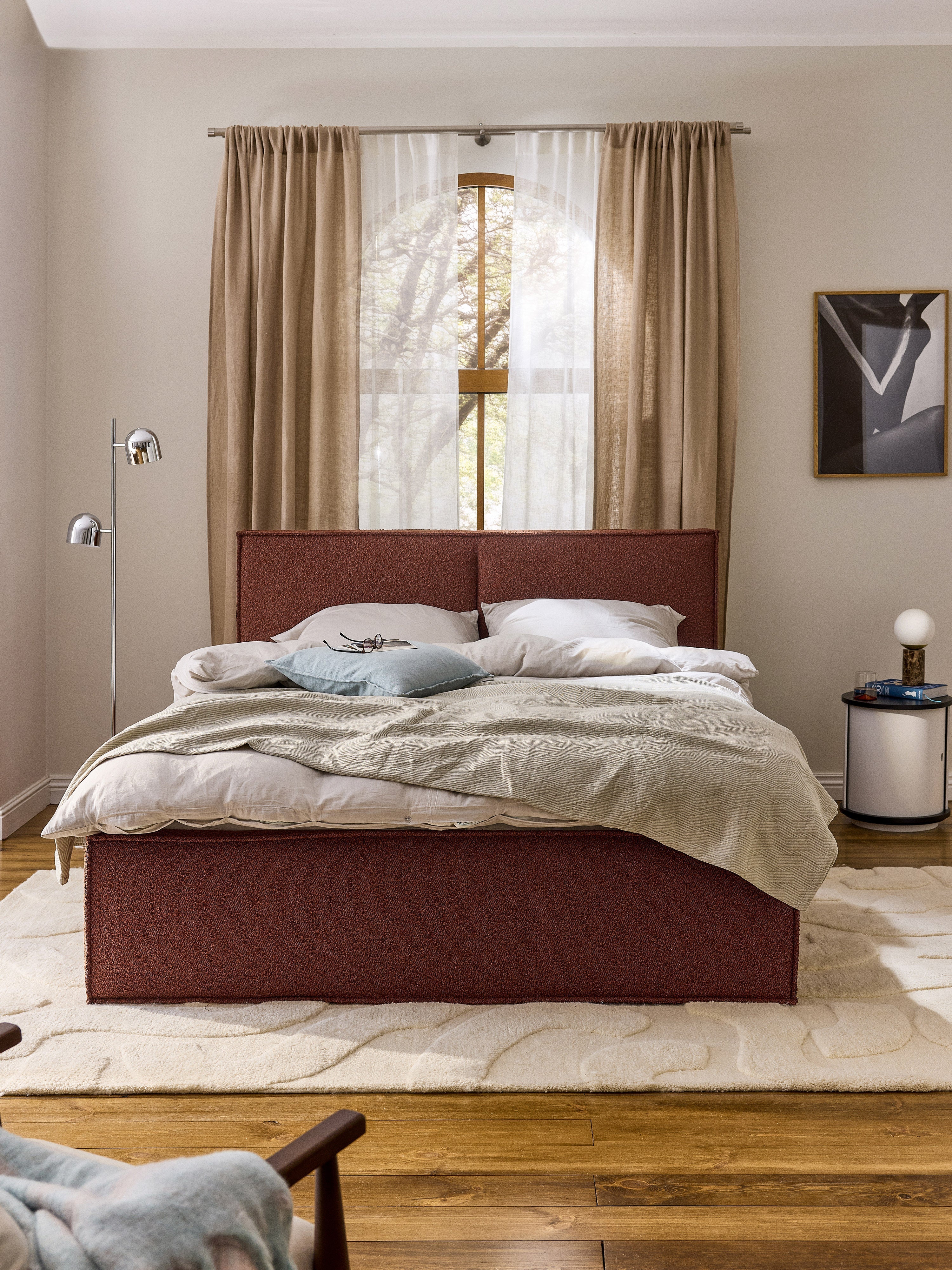 Dream Upholstered Bouclé Bed with Storage
