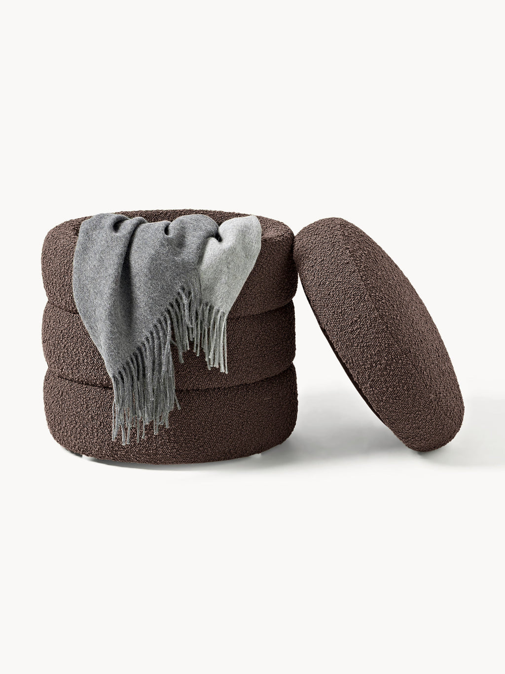 Alto Bouclé Upholstered Stool with Storage Space