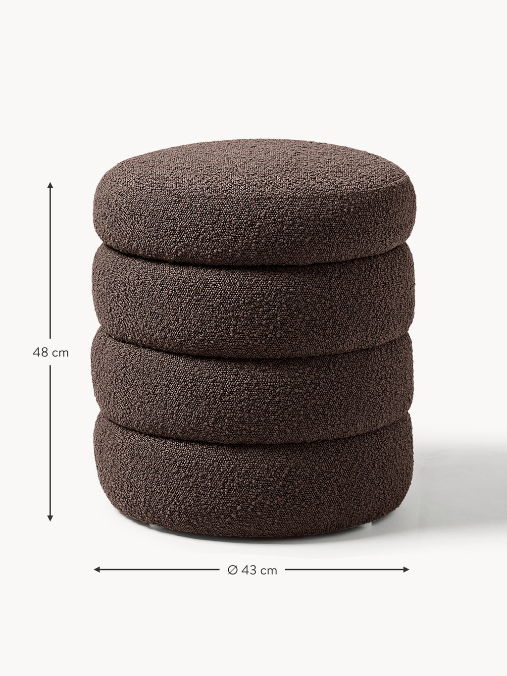 Alto Bouclé Upholstered Stool with Storage Space