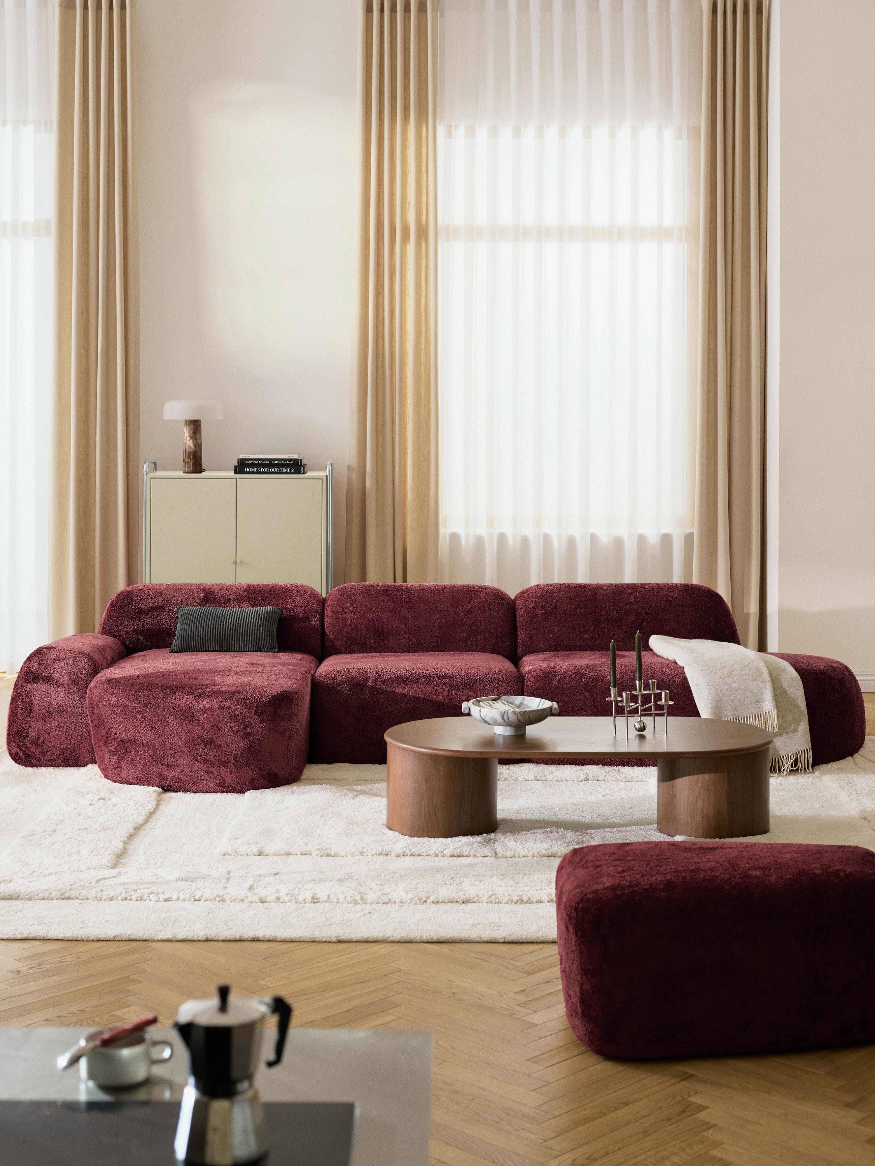 Wolke Modular Teddy Bouclé Corner Sofa (4-seater) with Chaise End