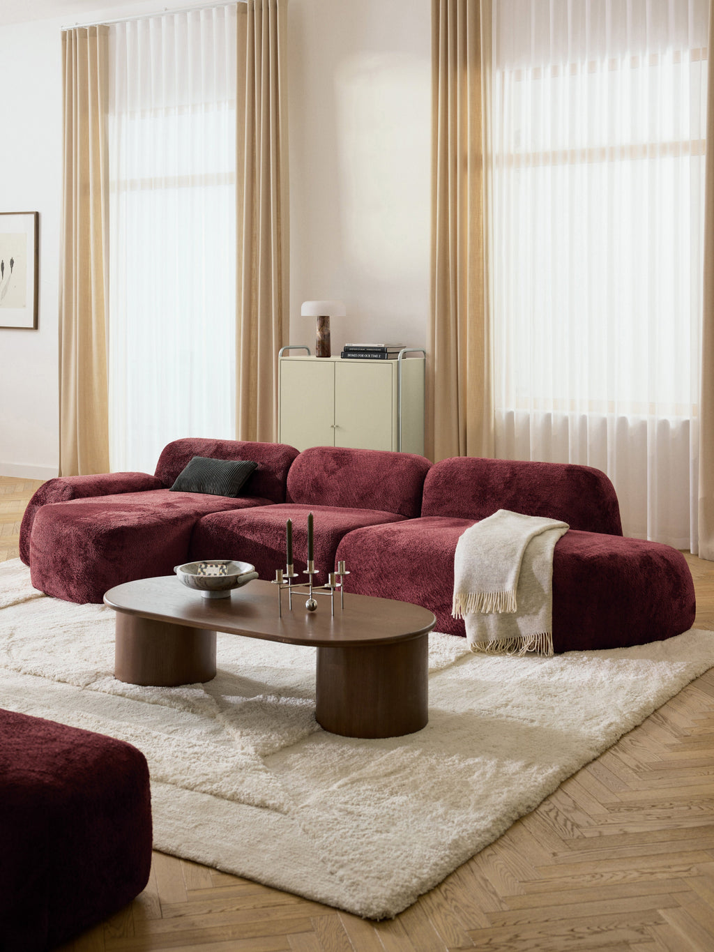 Wolke Modular Teddy Bouclé Corner Sofa (4-seater) with Chaise End