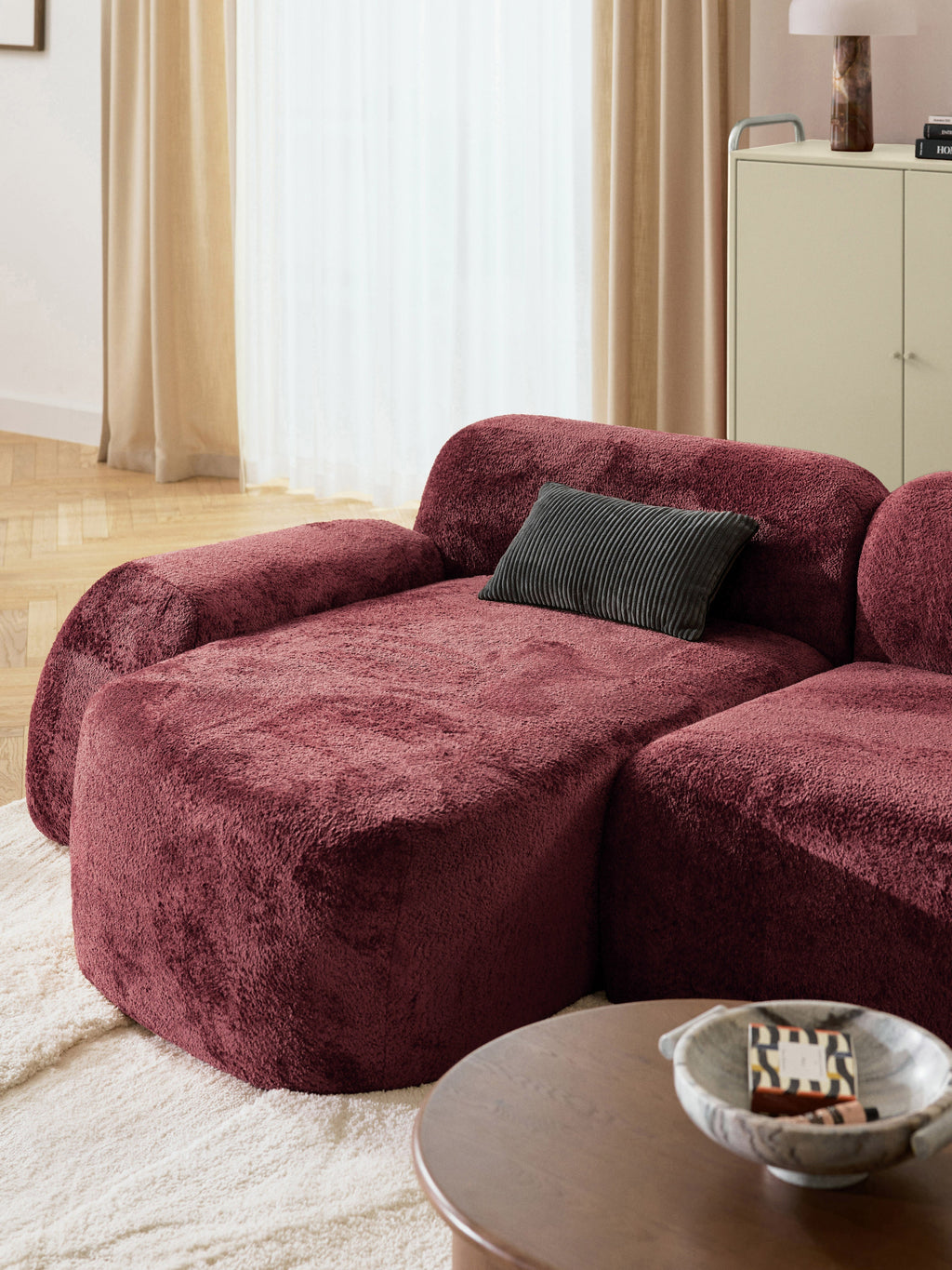 Wolke Modular Teddy Bouclé Corner Sofa (4-seater) with Chaise End
