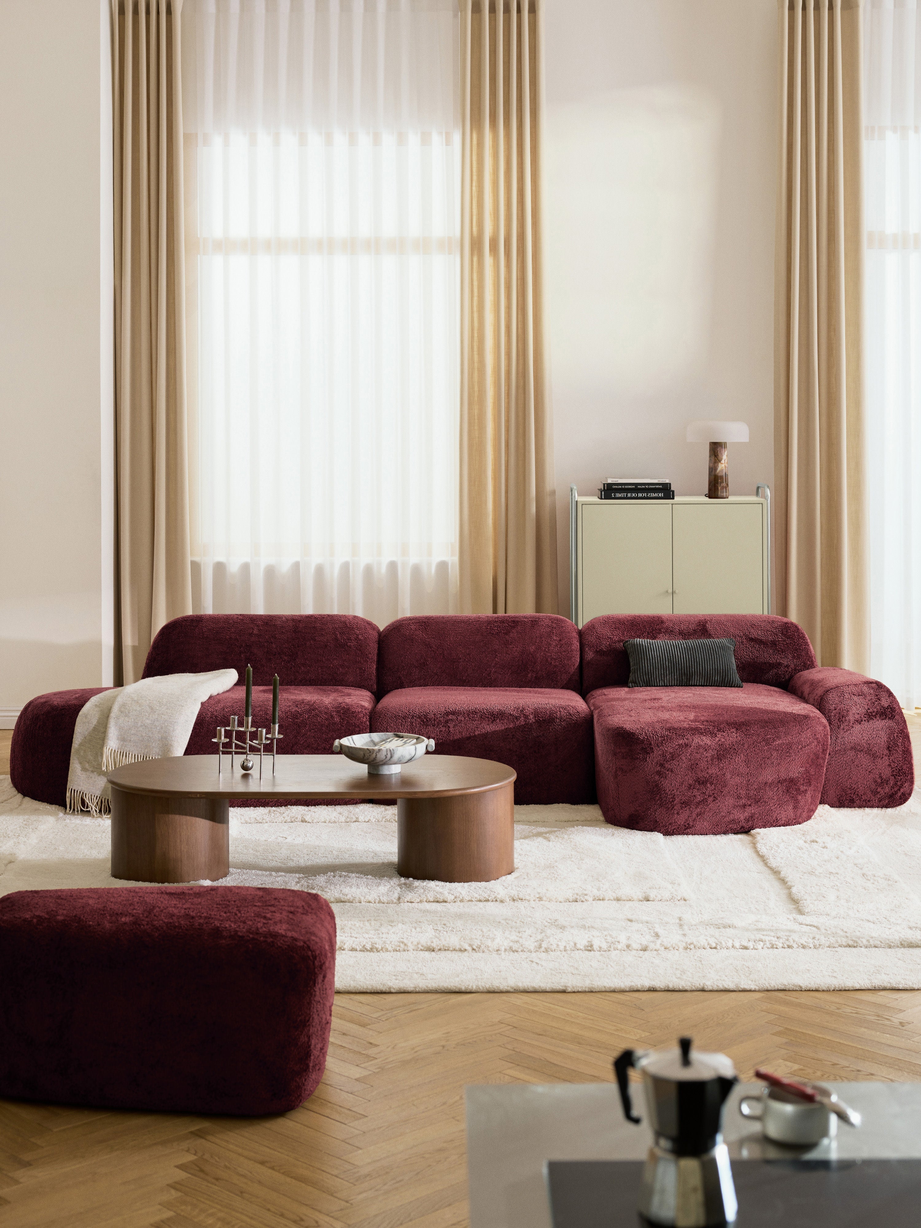 Wolke Modular Teddy Bouclé Corner Sofa (4-seater) with Chaise End