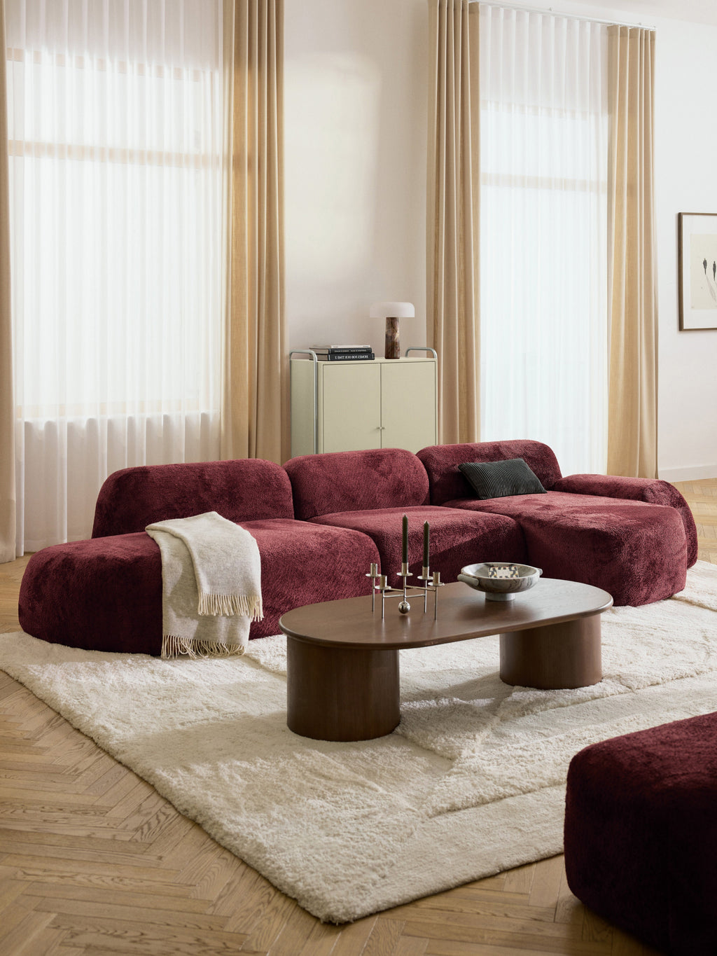 Wolke Modular Teddy Bouclé Corner Sofa (4-seater) with Chaise End