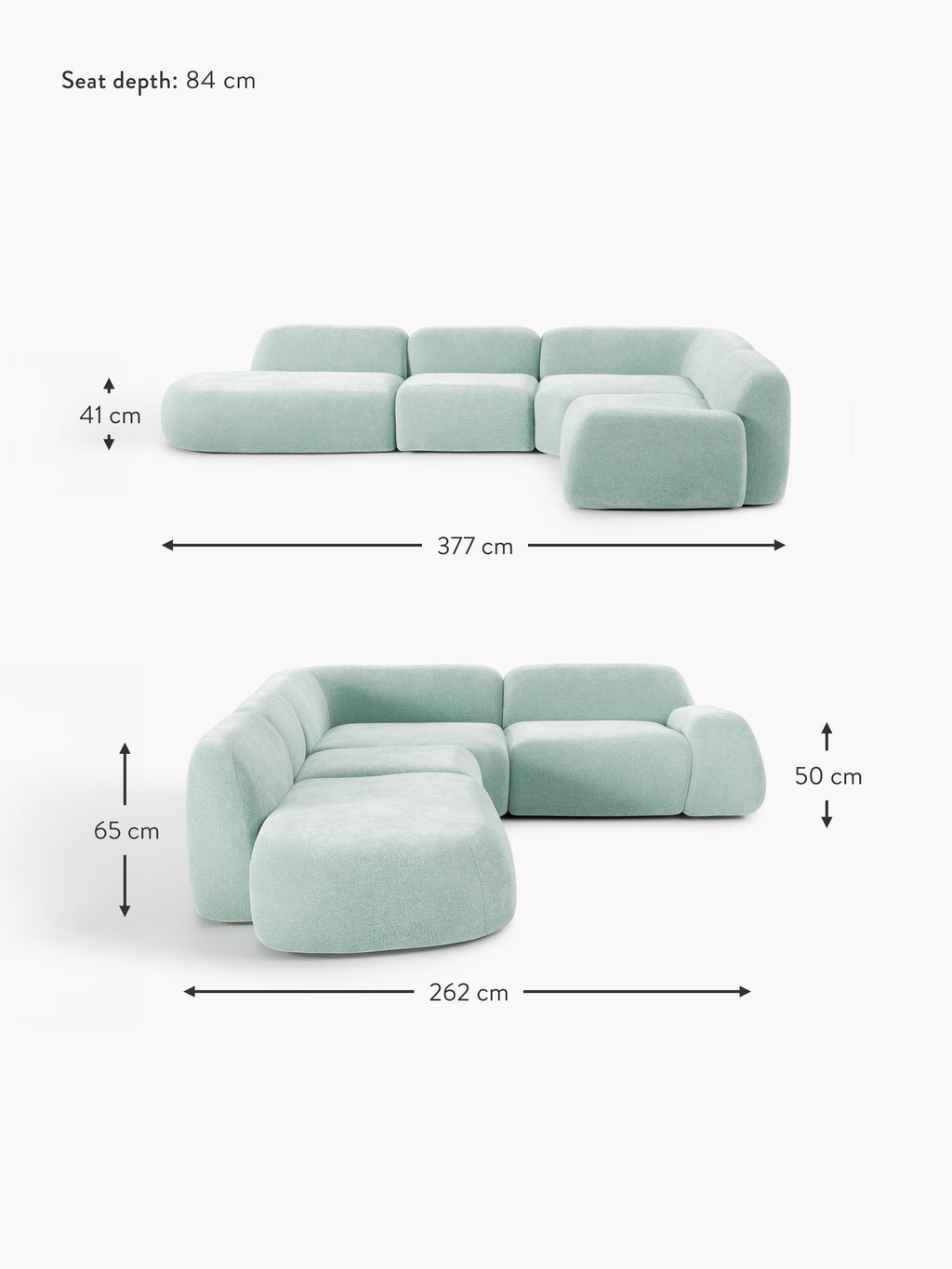 Wolke XL Modular Corner Sofa with Chaise End