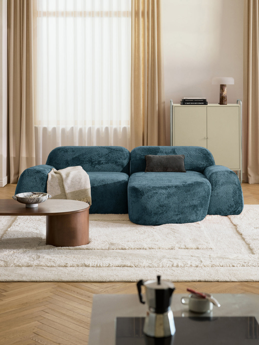 Wolke Teddy Bouclé Chaise Corner Module