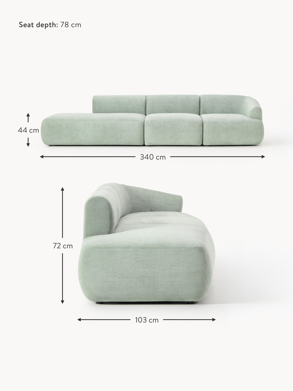 Sofia Modular Ottoman (4-seater)