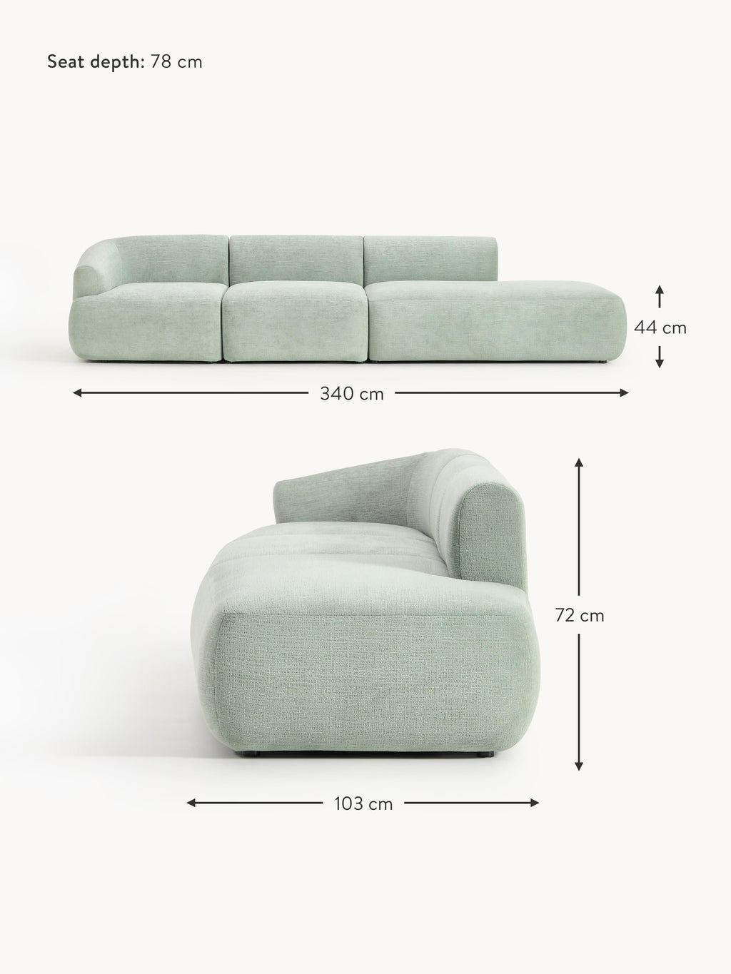 Sofia Modular Ottoman (4-seater)