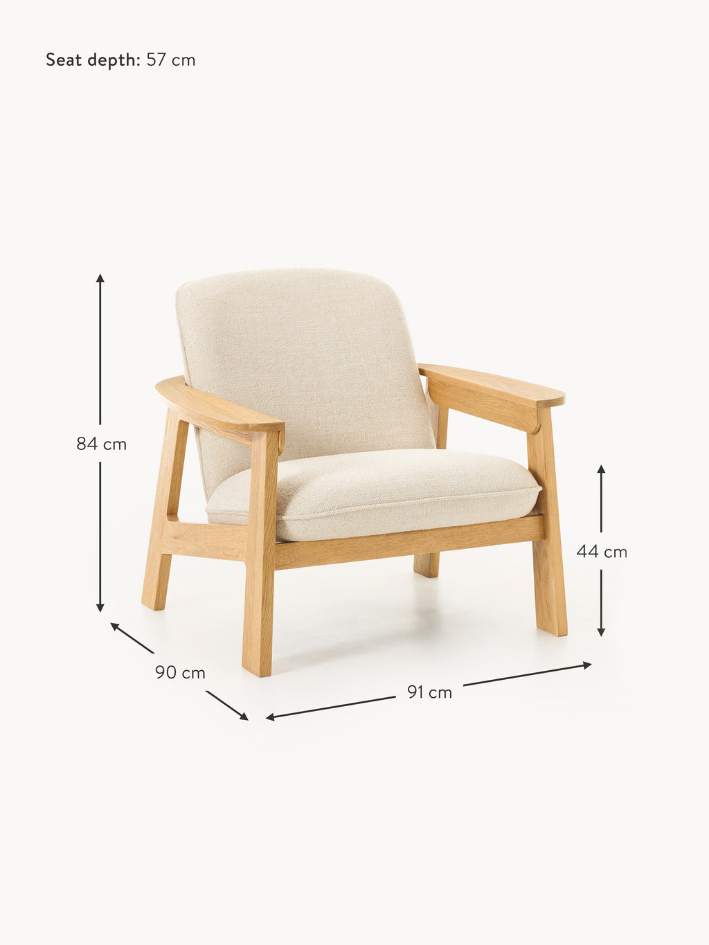 Steve Oak Wood Lounge Armchair