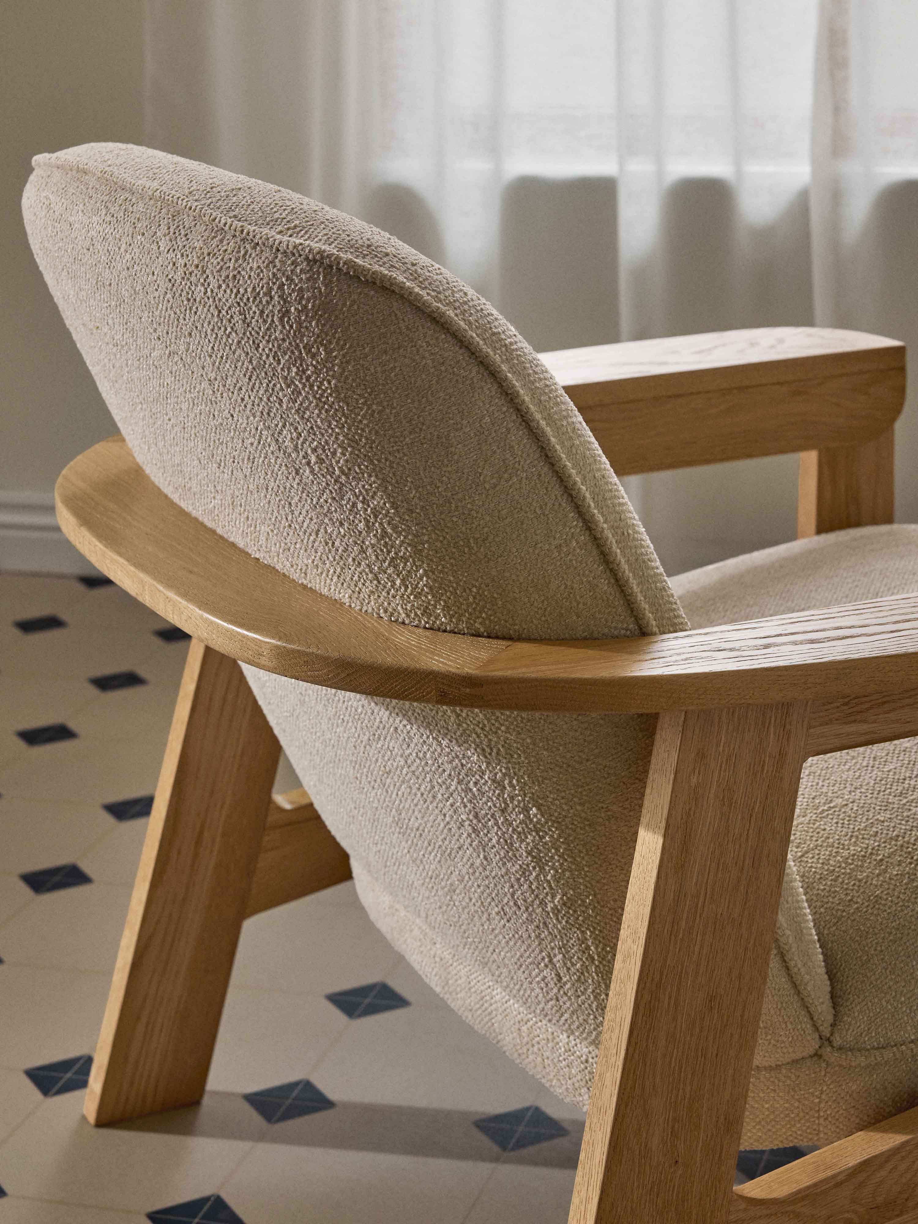 Steve Oak Wood Lounge Armchair