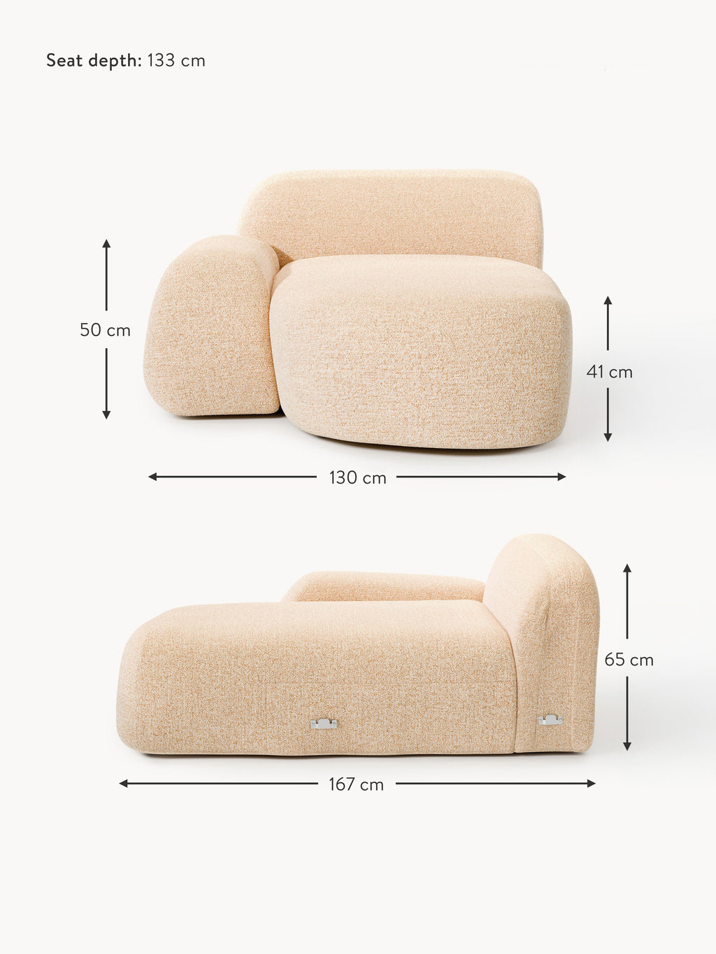 Wolke Bouclé Chaise Corner Module